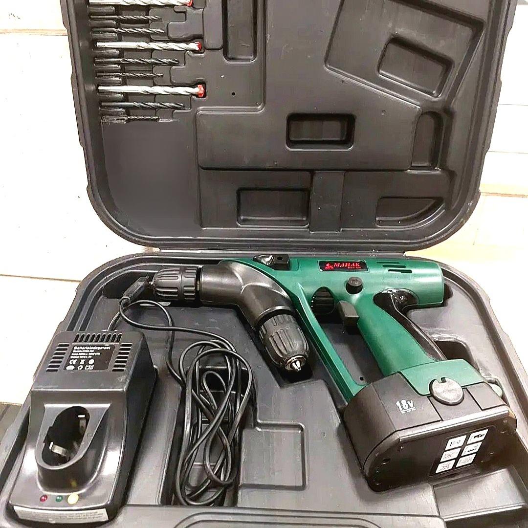 دریل شارژی با دو سری، همراه کیف و لوازم