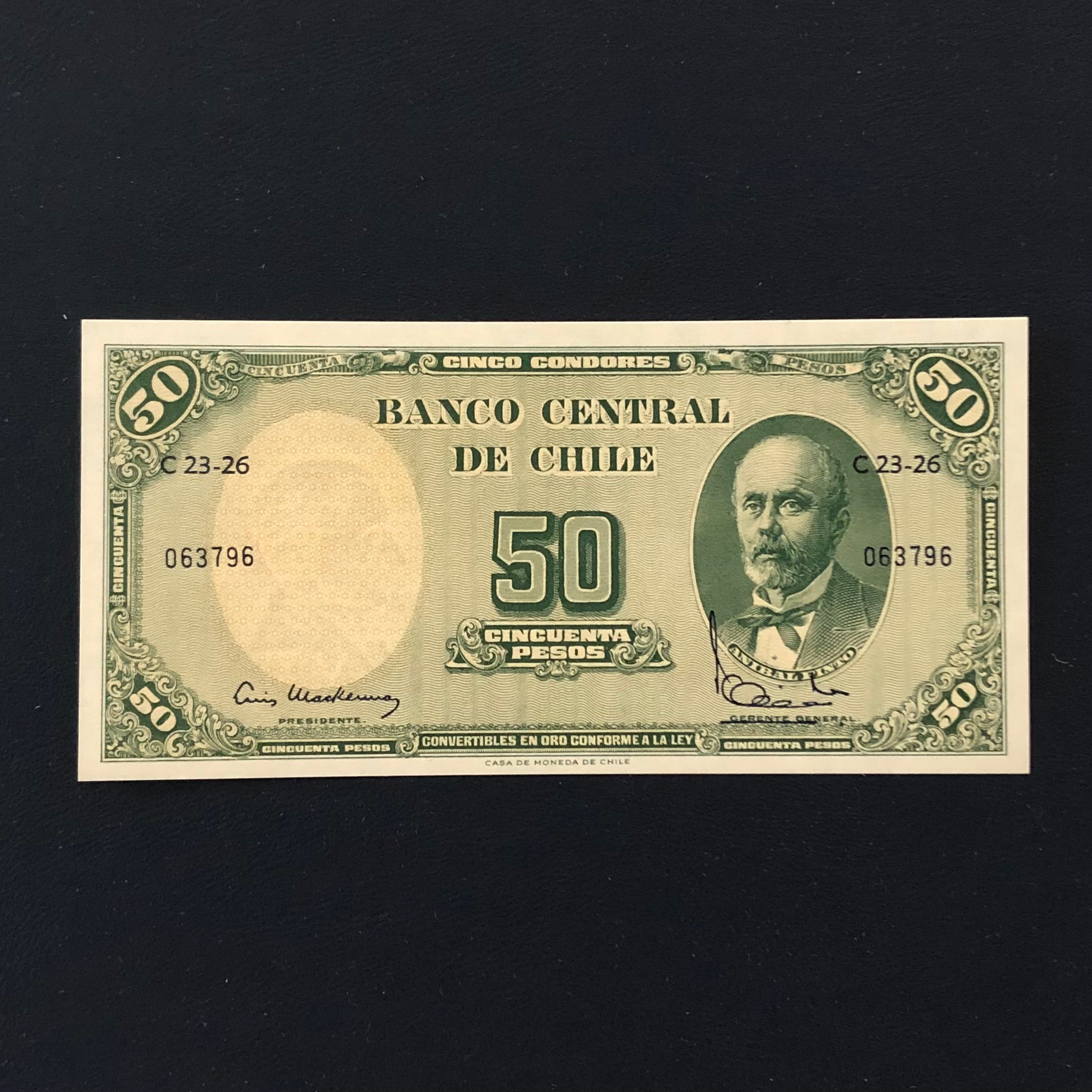 50 سنتزیمو شیلی (1960) سورشارژ بر روی 50 پزو