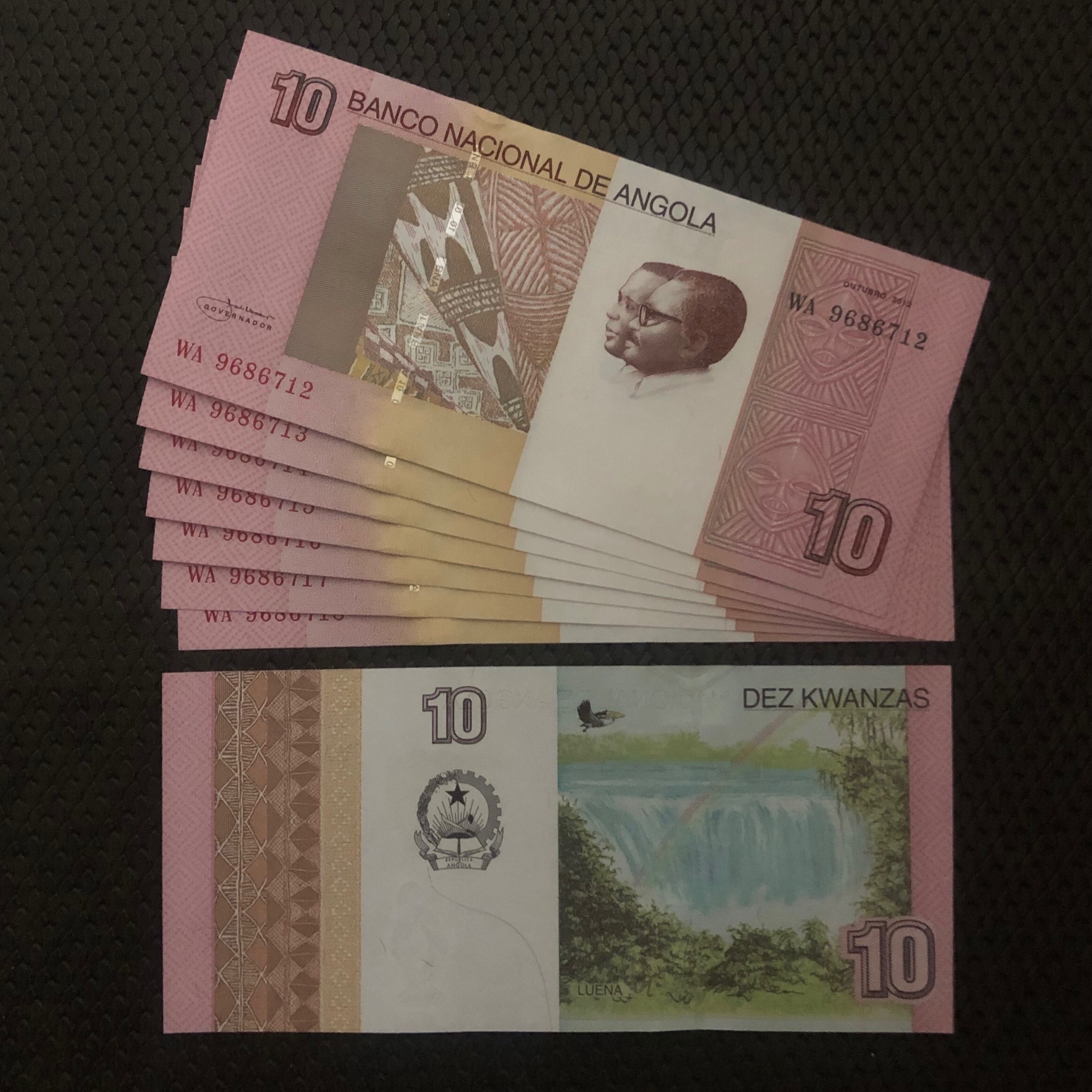 اسکناس تک بانکی 10 کوانزا آنگولا شماره متفاوت