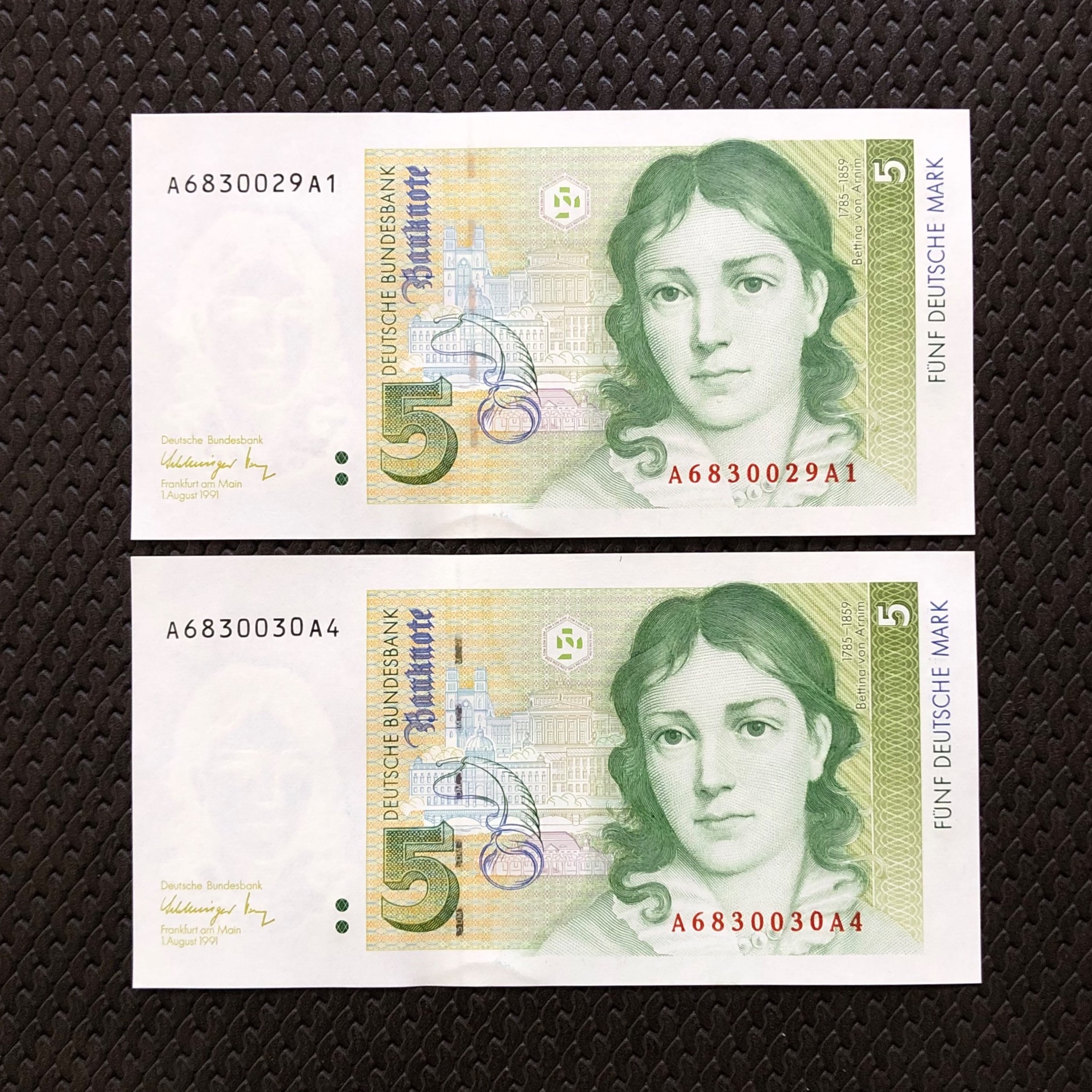 اسکناس جفت بانکی 5 مارک آلمان شماره متفاوت