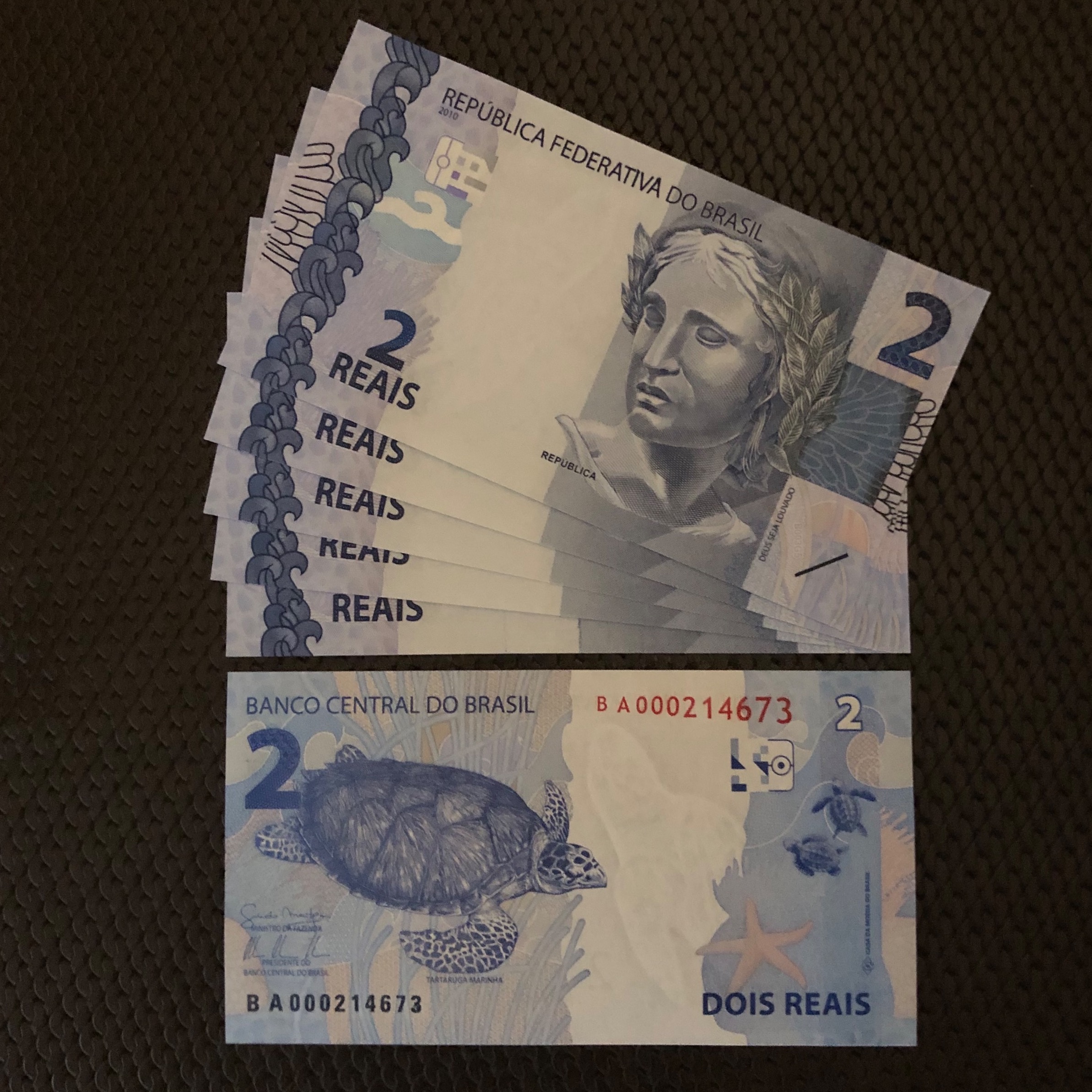 اسکناس تک بانکی 2 رئال برزیل شماره متفاوت