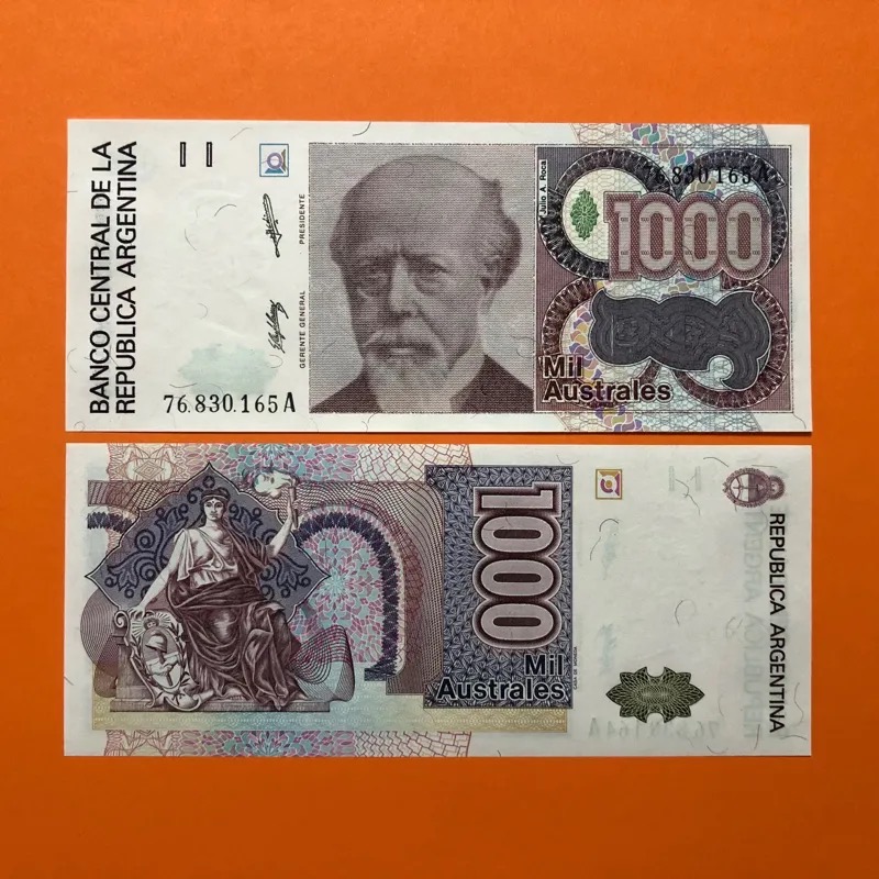اسکناس تک بانکی 1000 آستارال آرژانتین شماره متفاوت