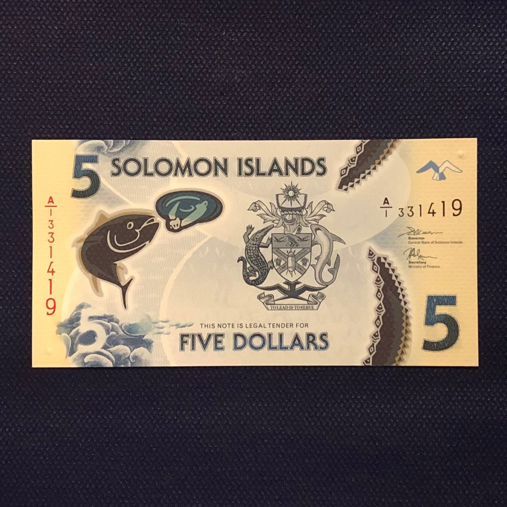 اسکناس تک بانکی 5 دلار جزایر سلیمان شماره متفاوت