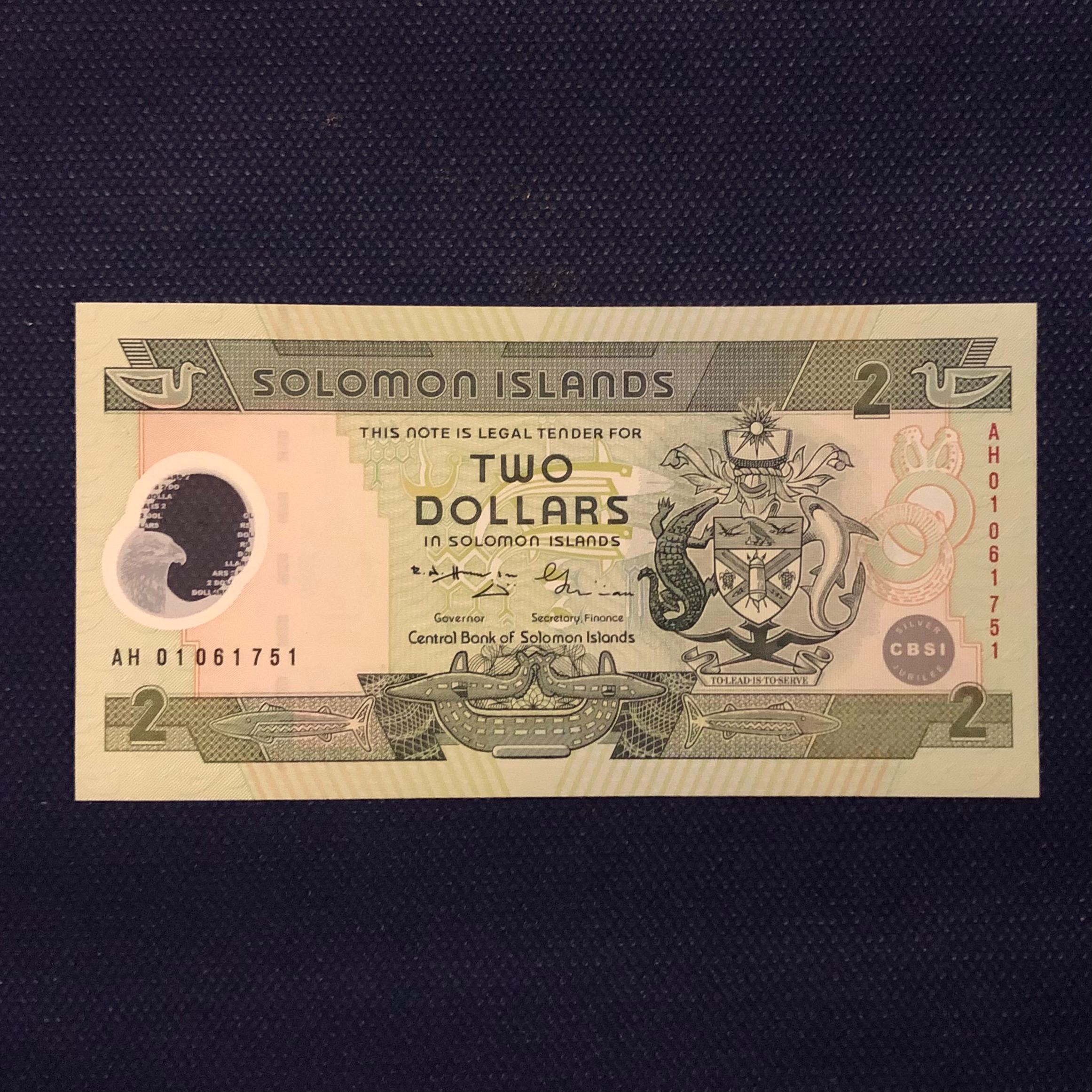 اسکناس تک بانکی 2 دلار جزایر سلیمان شماره متفاوت