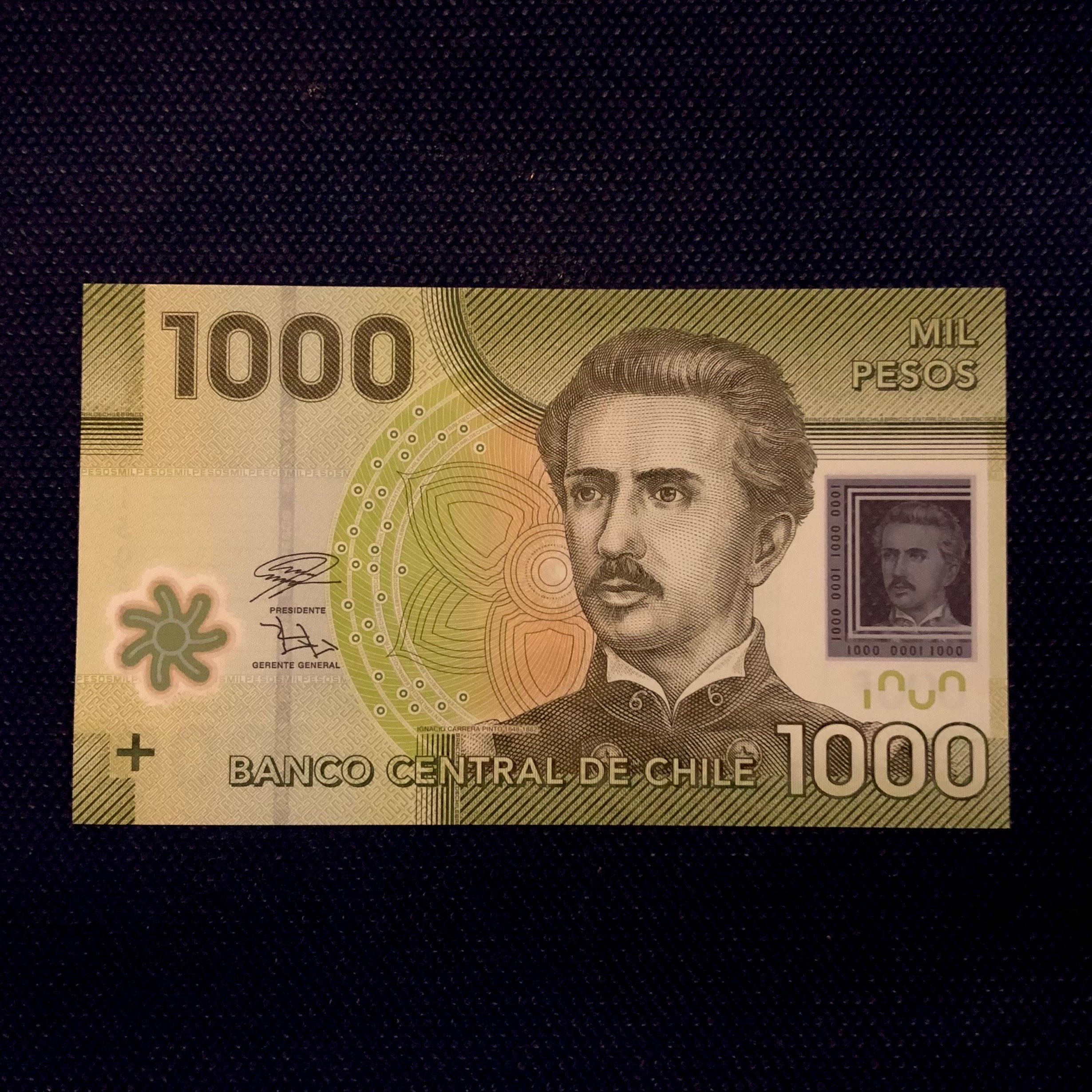 اسکناس تک بانکی 1000 پزو شیلی شماره متفاوت