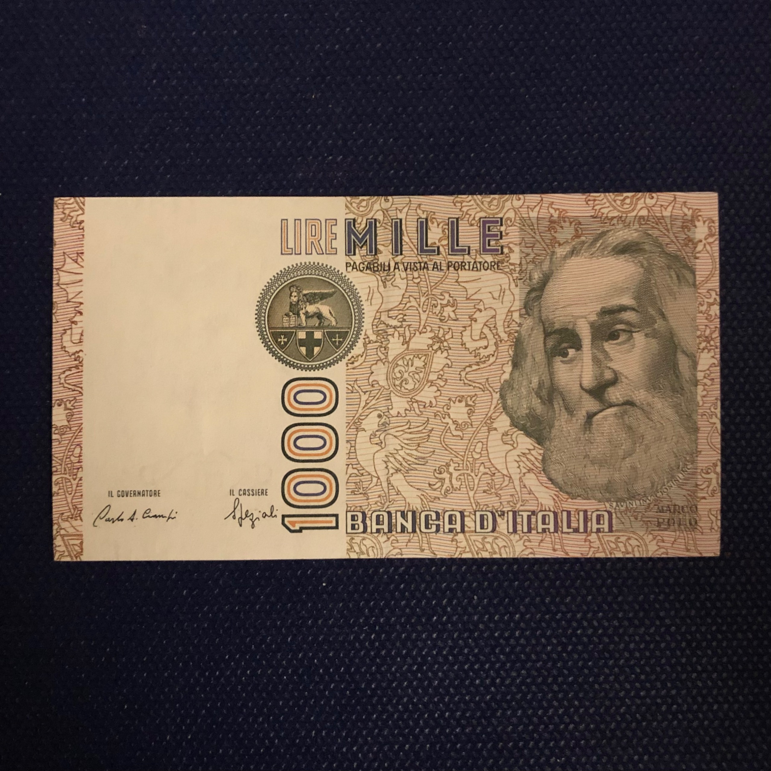 اسکناس تک 1000 لیر ایتالیا 1982 امضا متفاوت