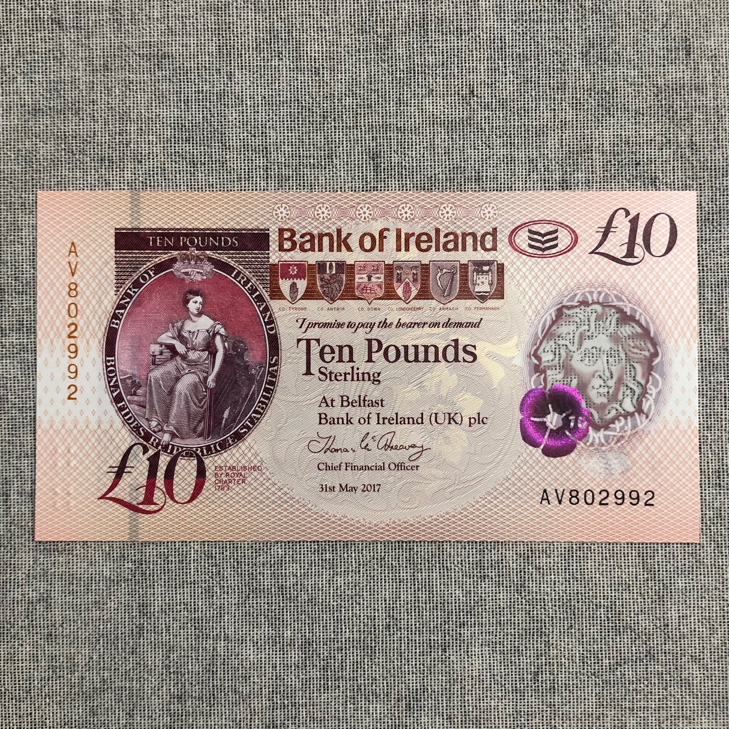 اسکناس تک بانکی 10 پوند ایرلند شمالی 2017 پلیمری