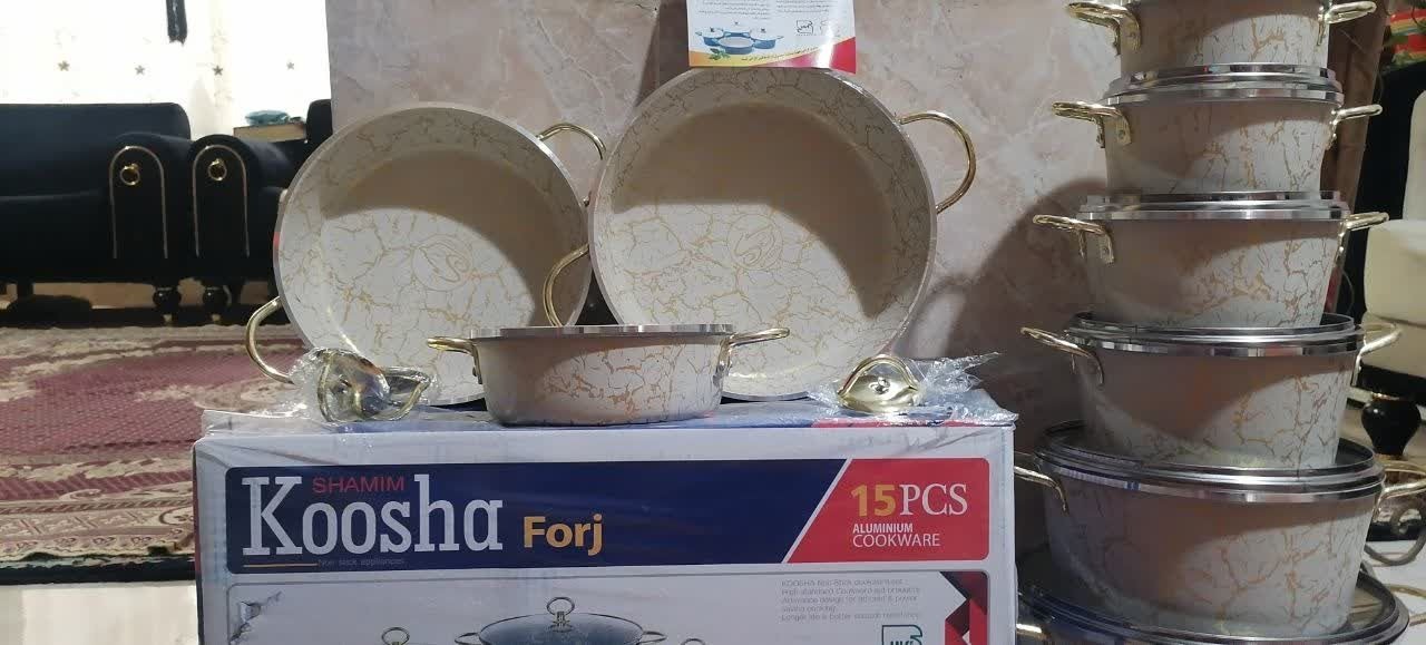 سرویس قابلمه کوشا پانزده تیکه ضخیم استاندارد