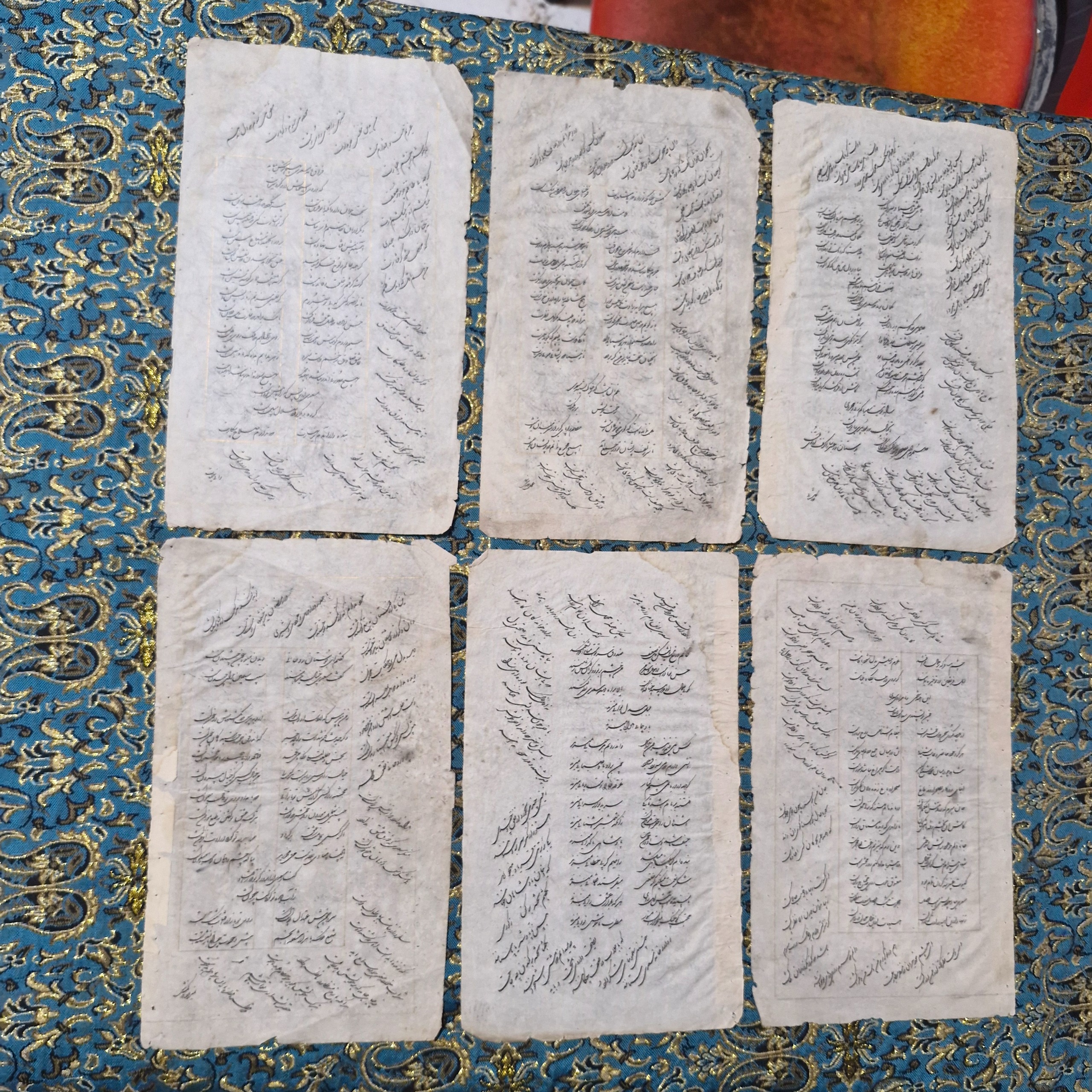 6 برگ سعدی صفویه خوشنویسی 280 ساله خطی