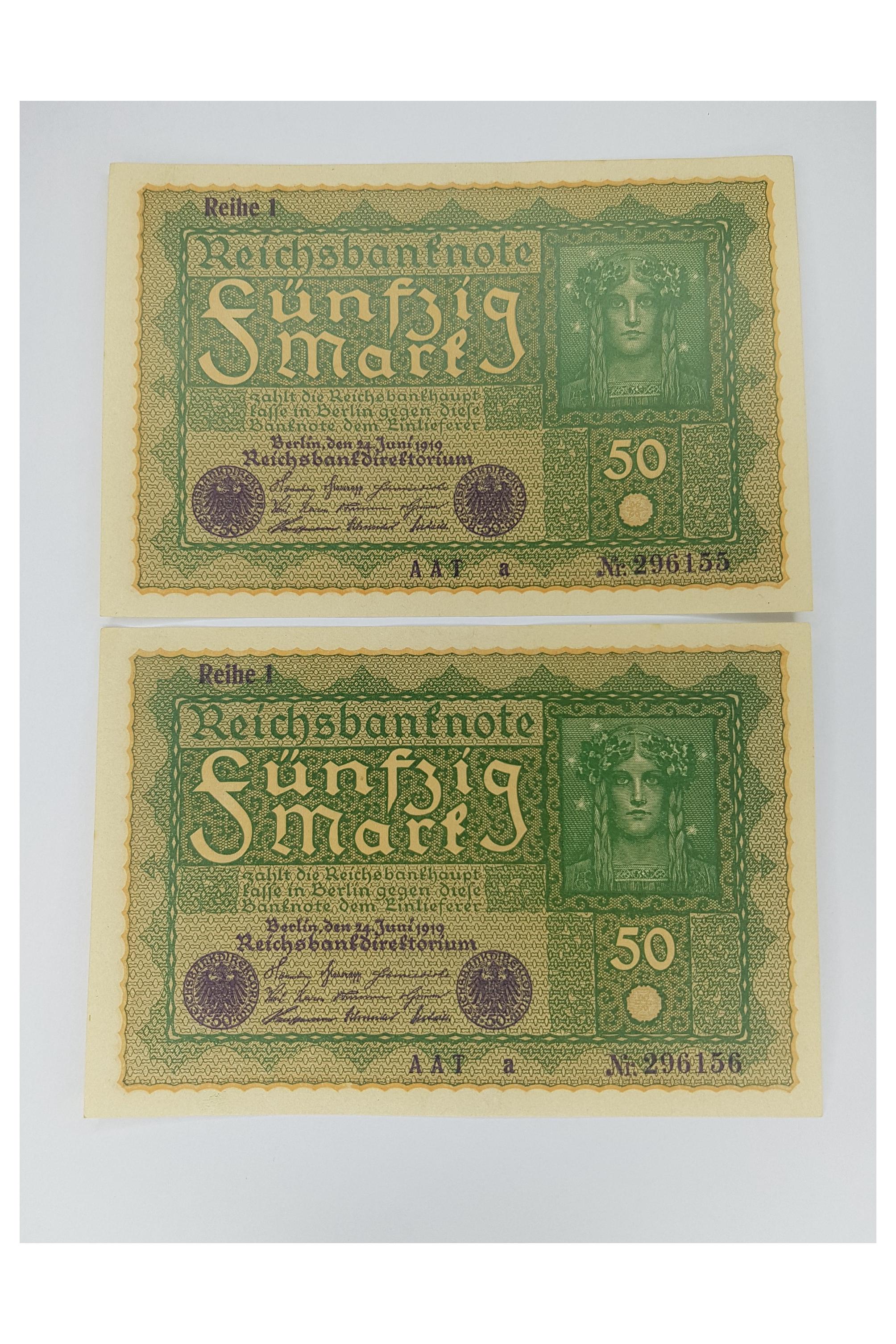 اسکناس جفت 50 مارک آلمان 1919