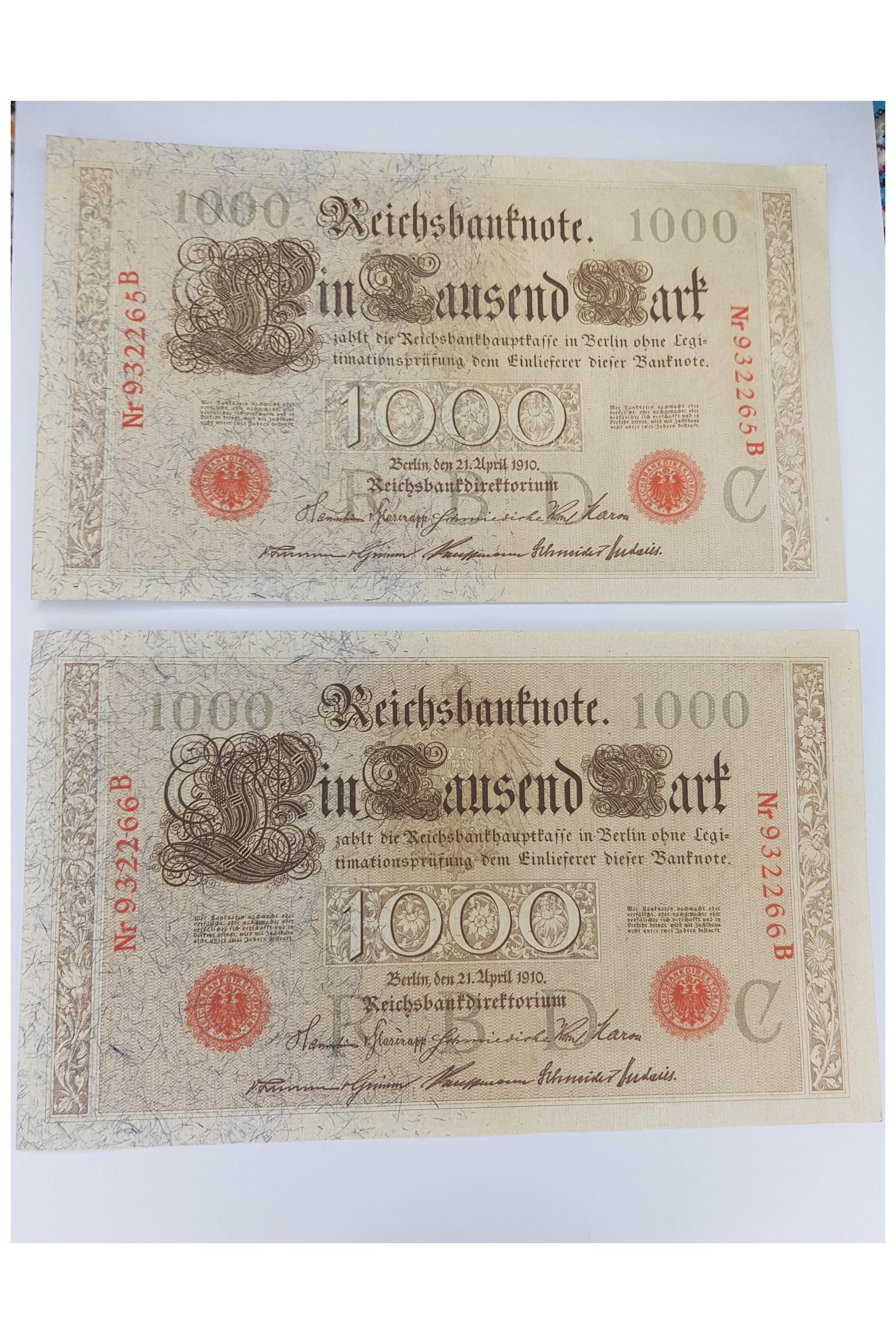 1000 مارک 1910 رایش آلمان جفت بزرگ کیفیت عالی