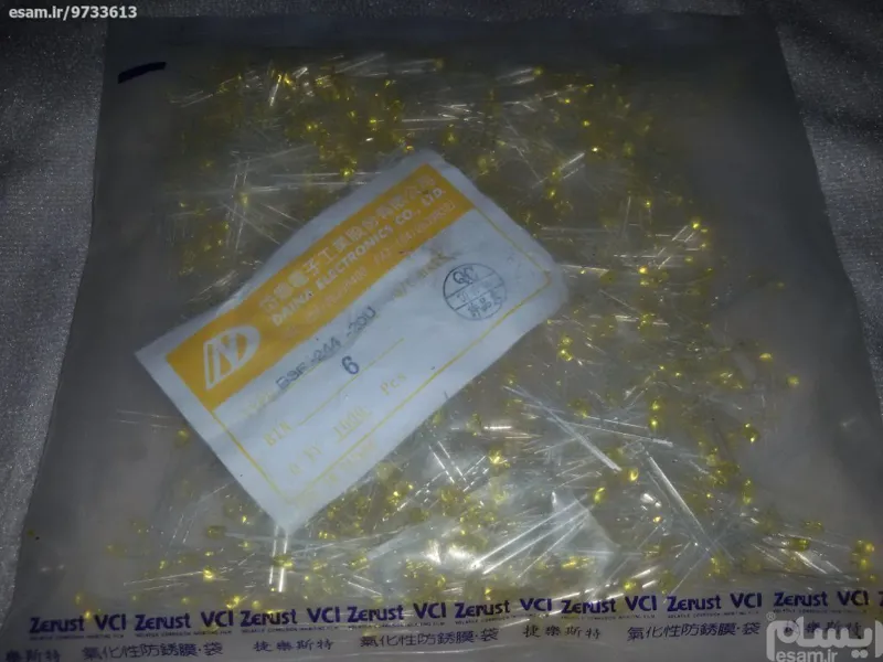 بسته 1000 عددی LED زرد 3 میل شفاف