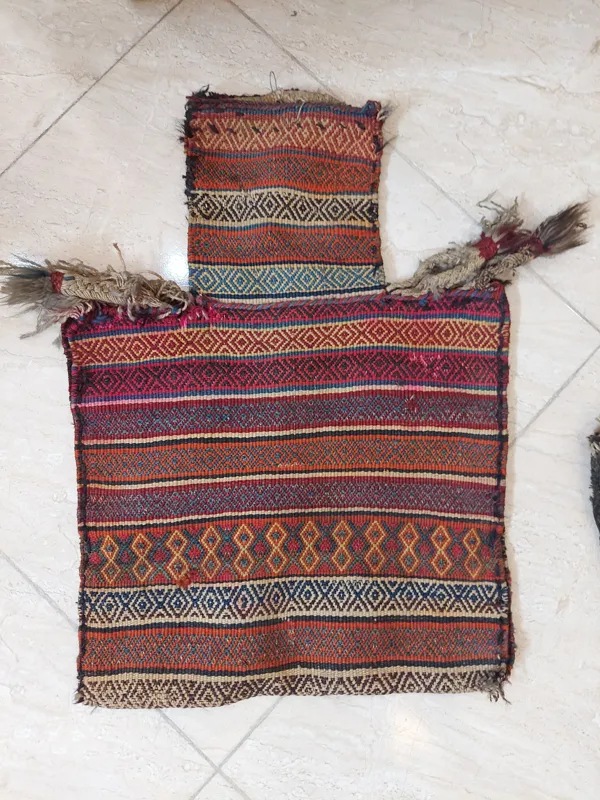گلیم سوزن دوزی نمکدان کهنه عشایری قاجاری محشر