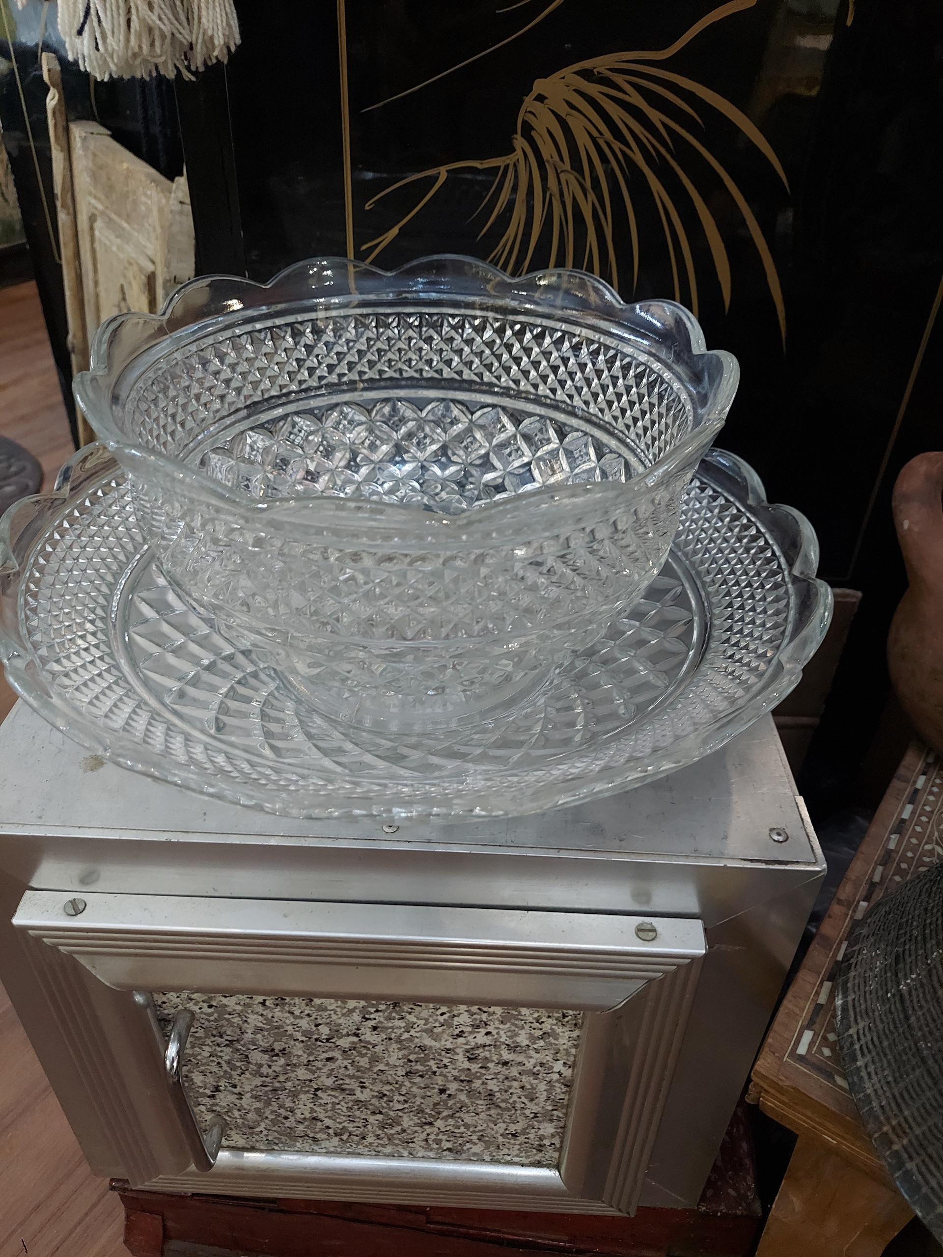 ست کریستال آمریکایی میوه خوری و آجیل خوری قدیمی