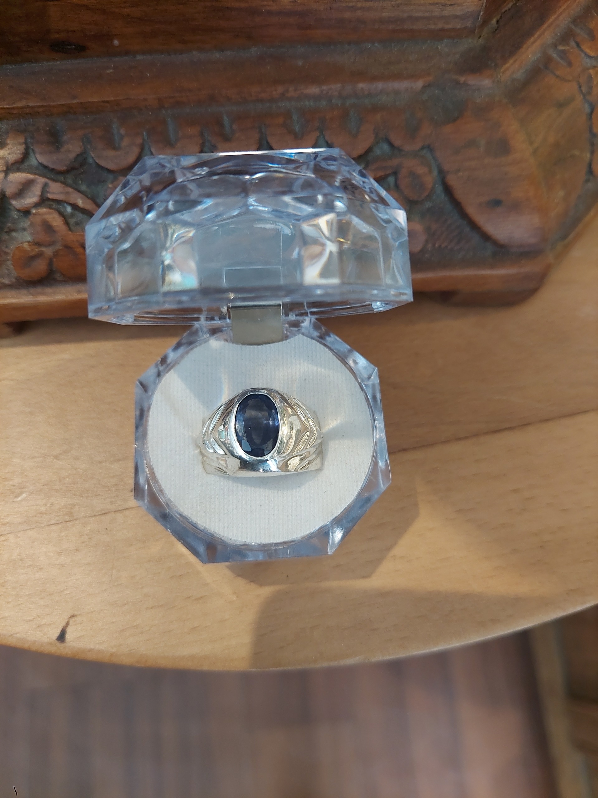 انگشتر یاقوت کبود استاد همتی رکاب دستساز