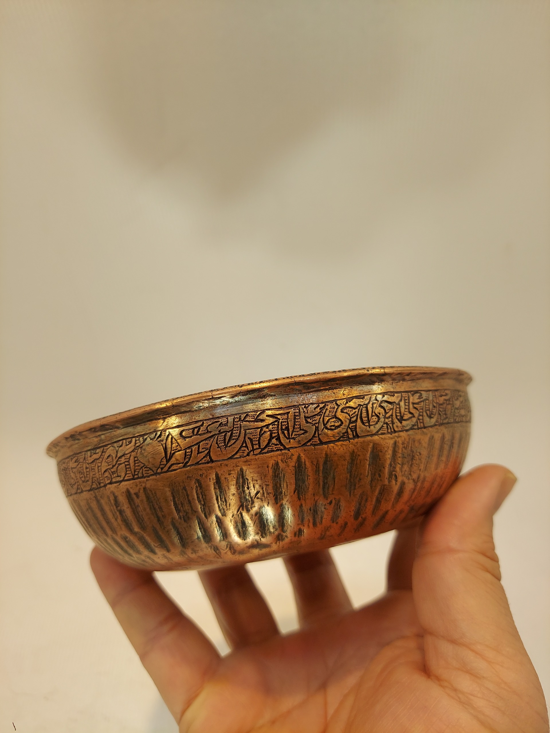 کاسه پرشالی قاجاری محشر داخل و بیرون قلم خط