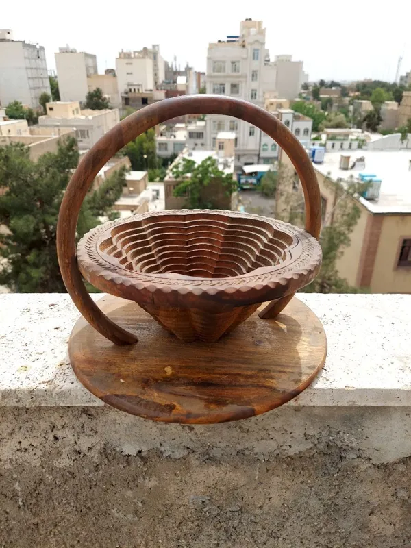 میوه خوری چوبی منبت قدیمی هندی مطابق تصویر