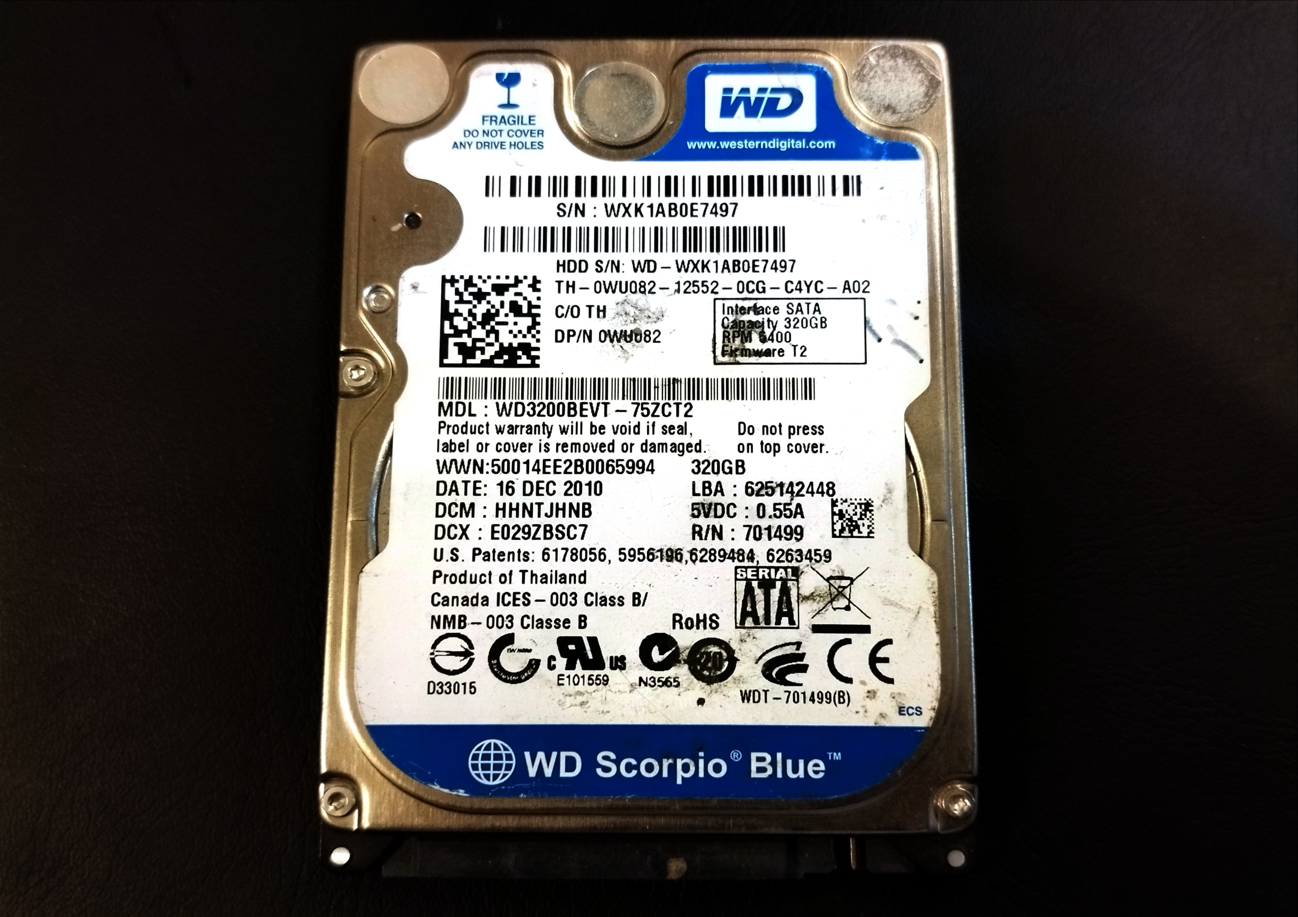 هارد 320 ساتا لپ تاپی برند وسترن دیجیتال