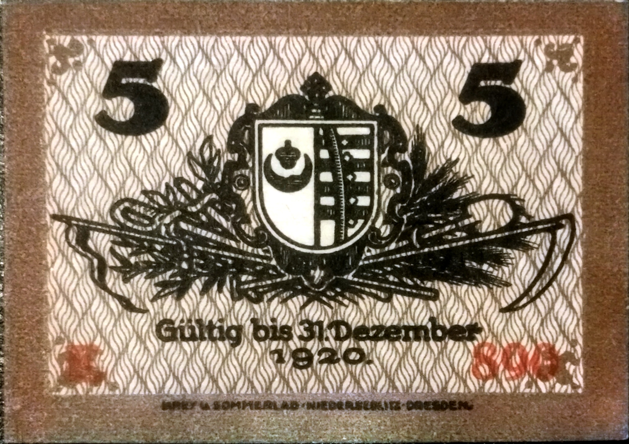 تک سوپربانکی سایز کوچک پنج مارک 1920کشور آلمان