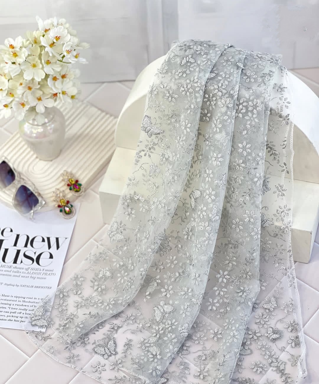 شال نقره ای نامزدی مجلسی میهمانی