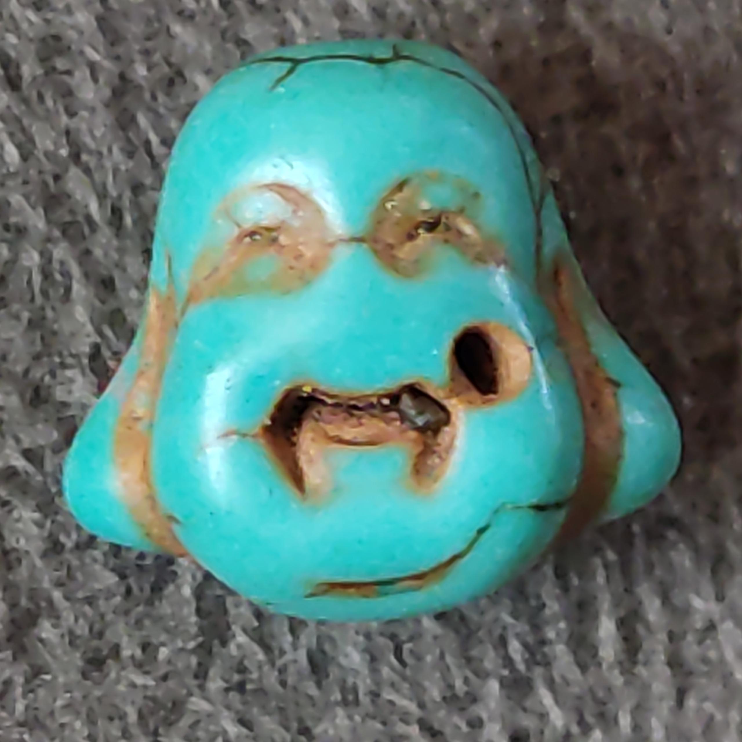 مهره فیروزه تبتی نشان قدیمی کلکسیونی