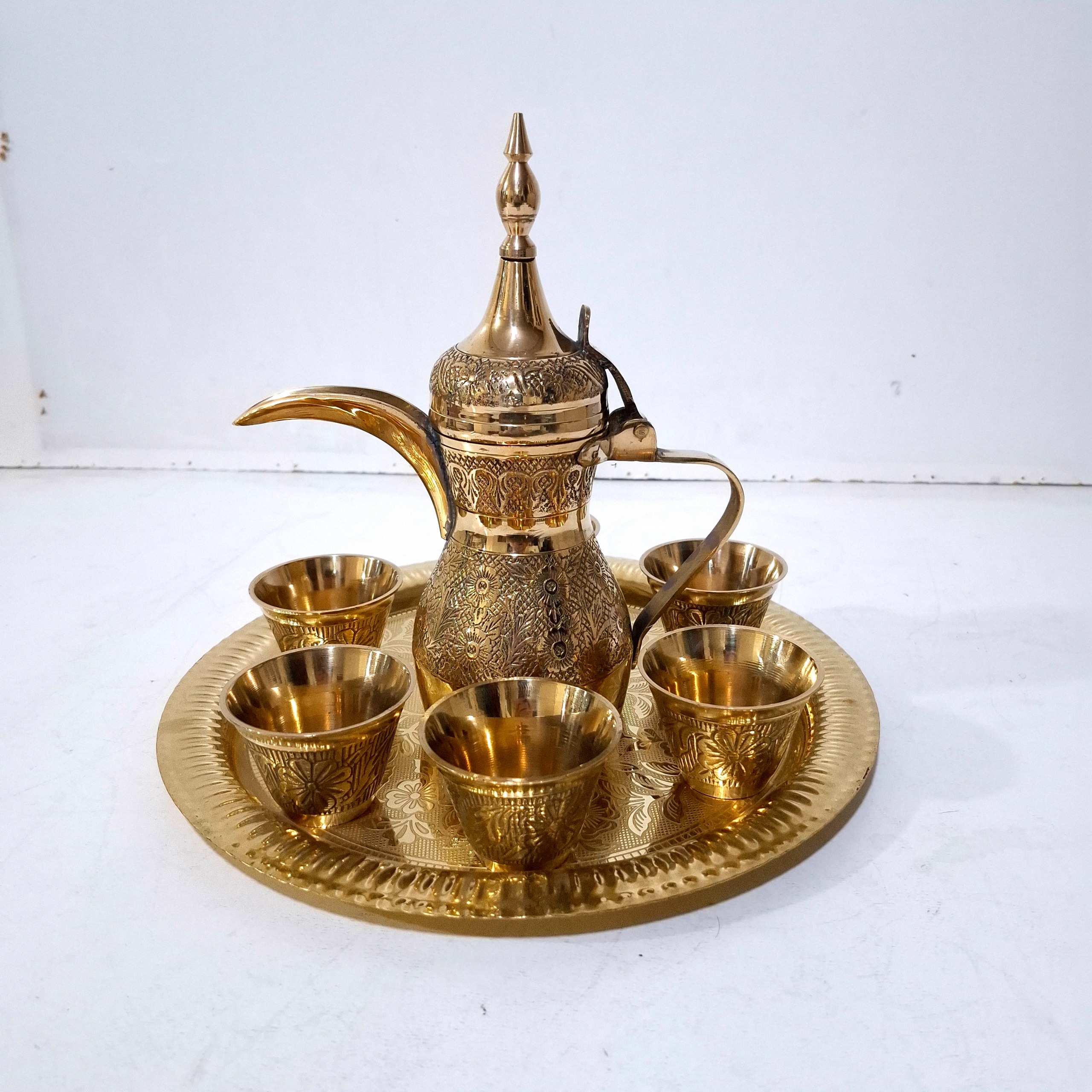 ست دله عربی برنجی با شات و سینی دله برنجی هندی