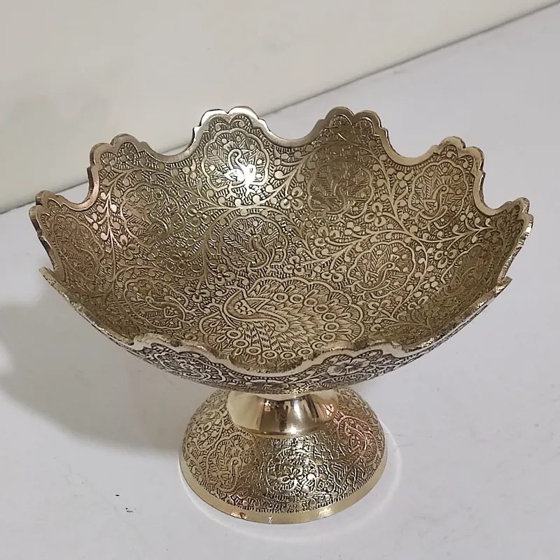 شکلات خوری یا آجیل خوری برنجی هندی قطر 18 سانت