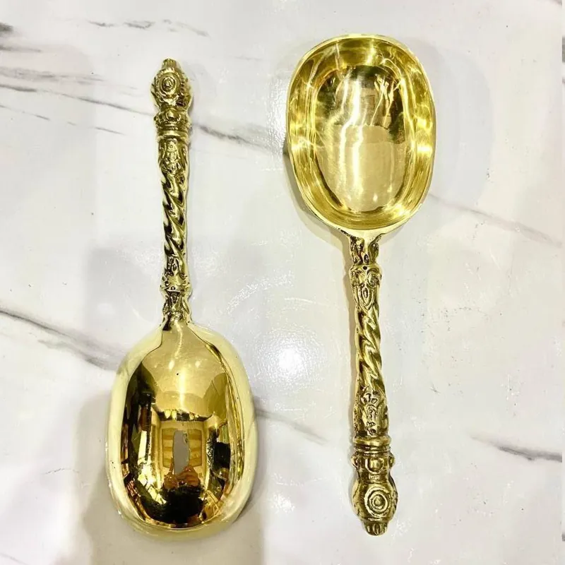 قاشق آجیل خوری تمام برنجی مدل سلطنتی سنگین و ضخیم