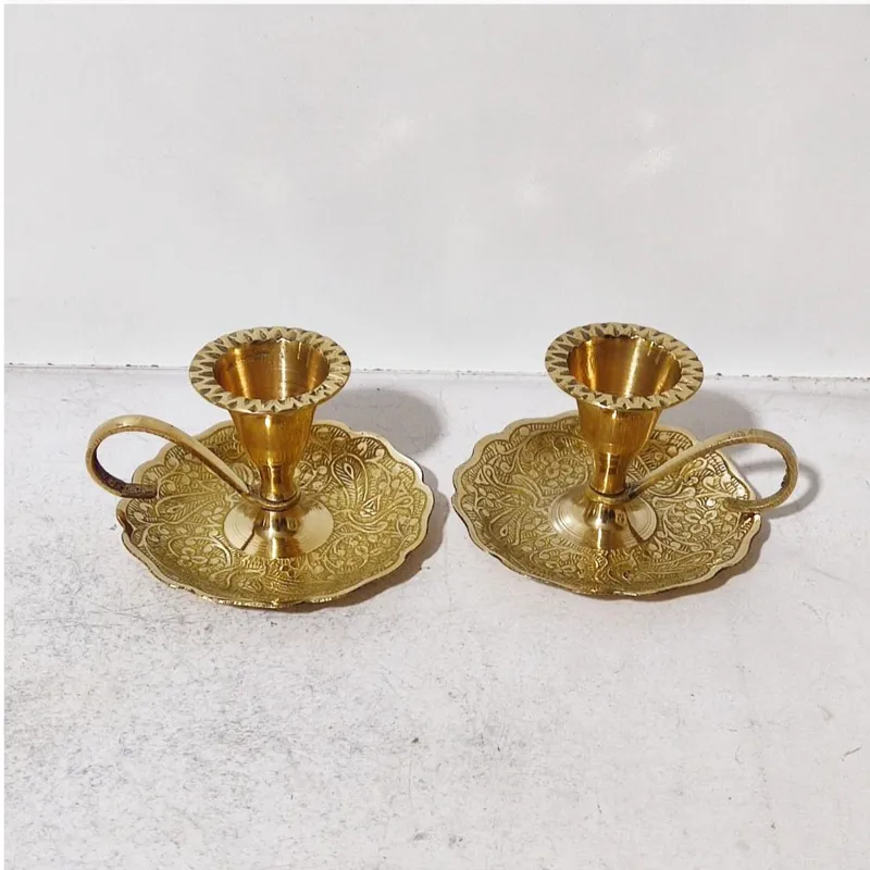 شمعدان برنجی هندی کشمیری جاشمعی برنز جاشمعی برنجی