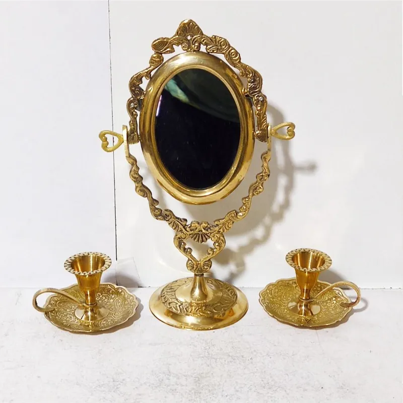 آینه شمعدان برنجی هندی با کیفیت بسیار بالا و سنگین