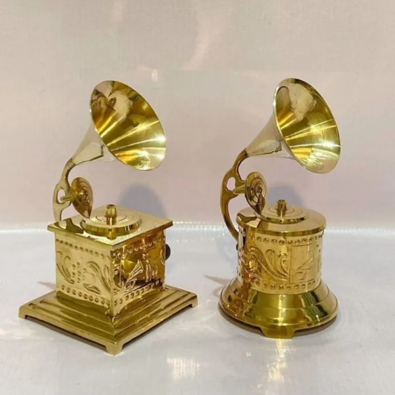 گرامافون برنجی هندی مدل چهارگوش تزیینی دکوری زیبا