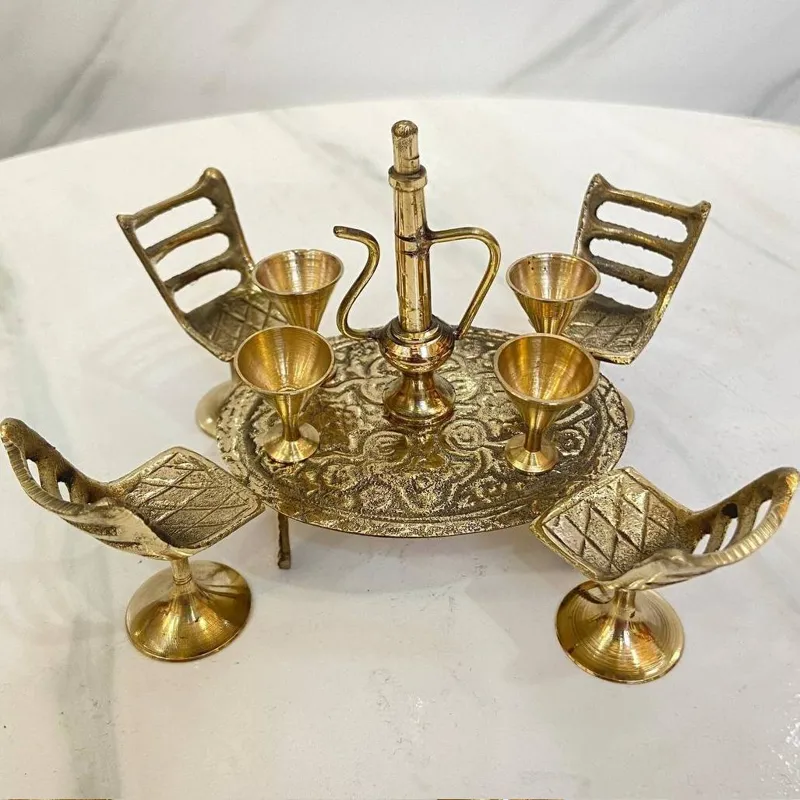 میز و صندلی برنجی هندی سایز کوچک تزیینی دکوری