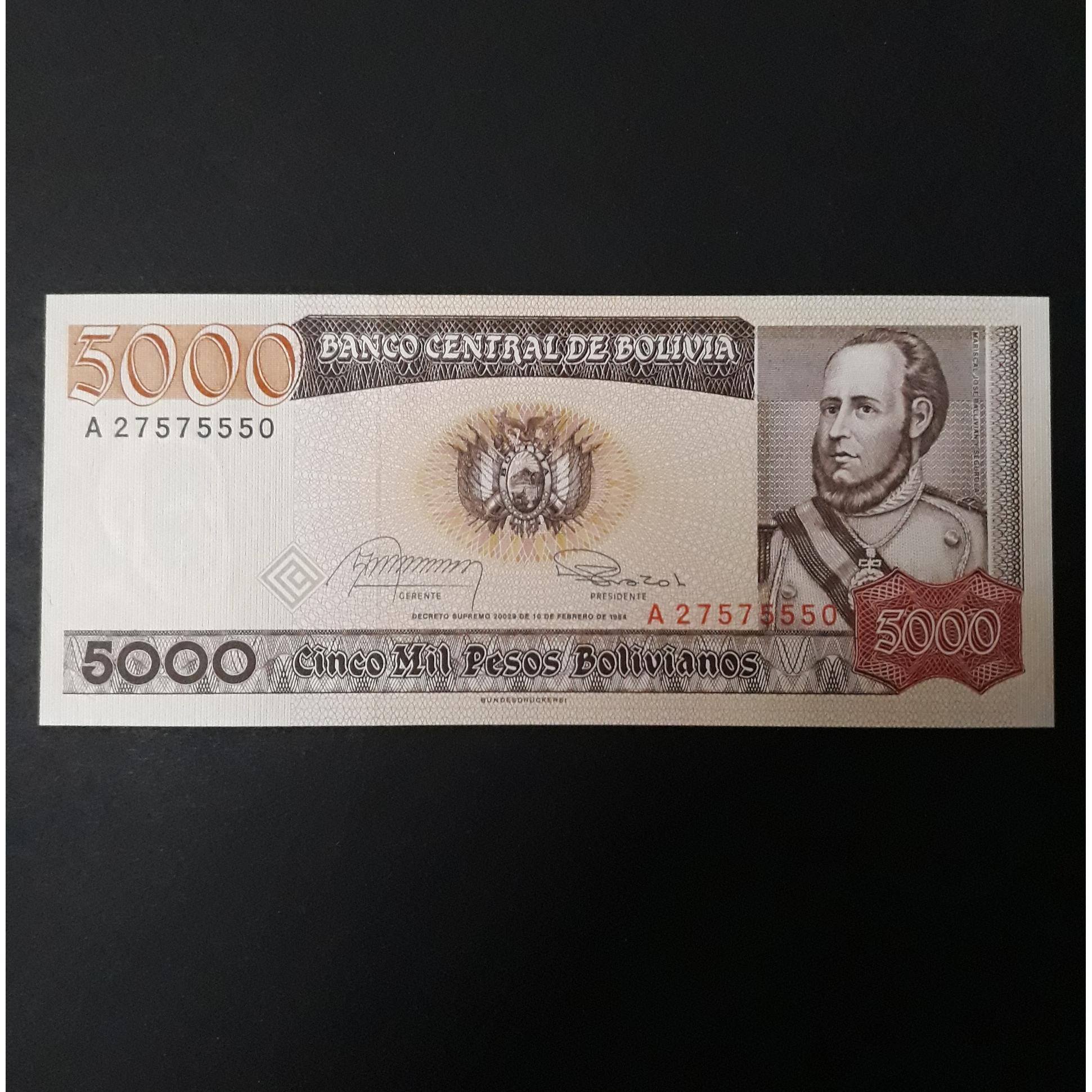 اسکناس بولیوی 5000 پزو