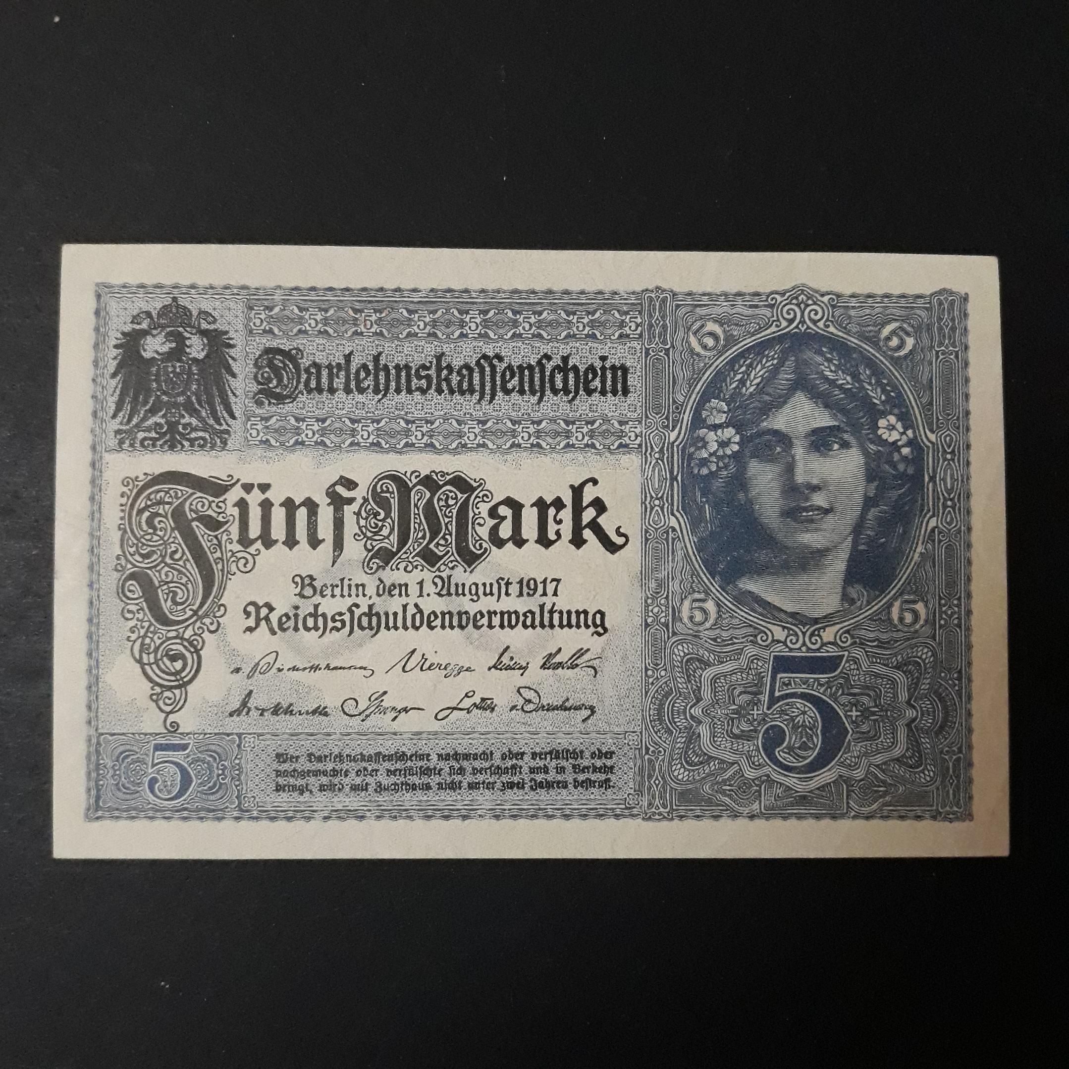 اسکناس آلمان 5 مارک 1917