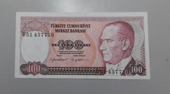 تک اسکناس 100 لیر ترکیه