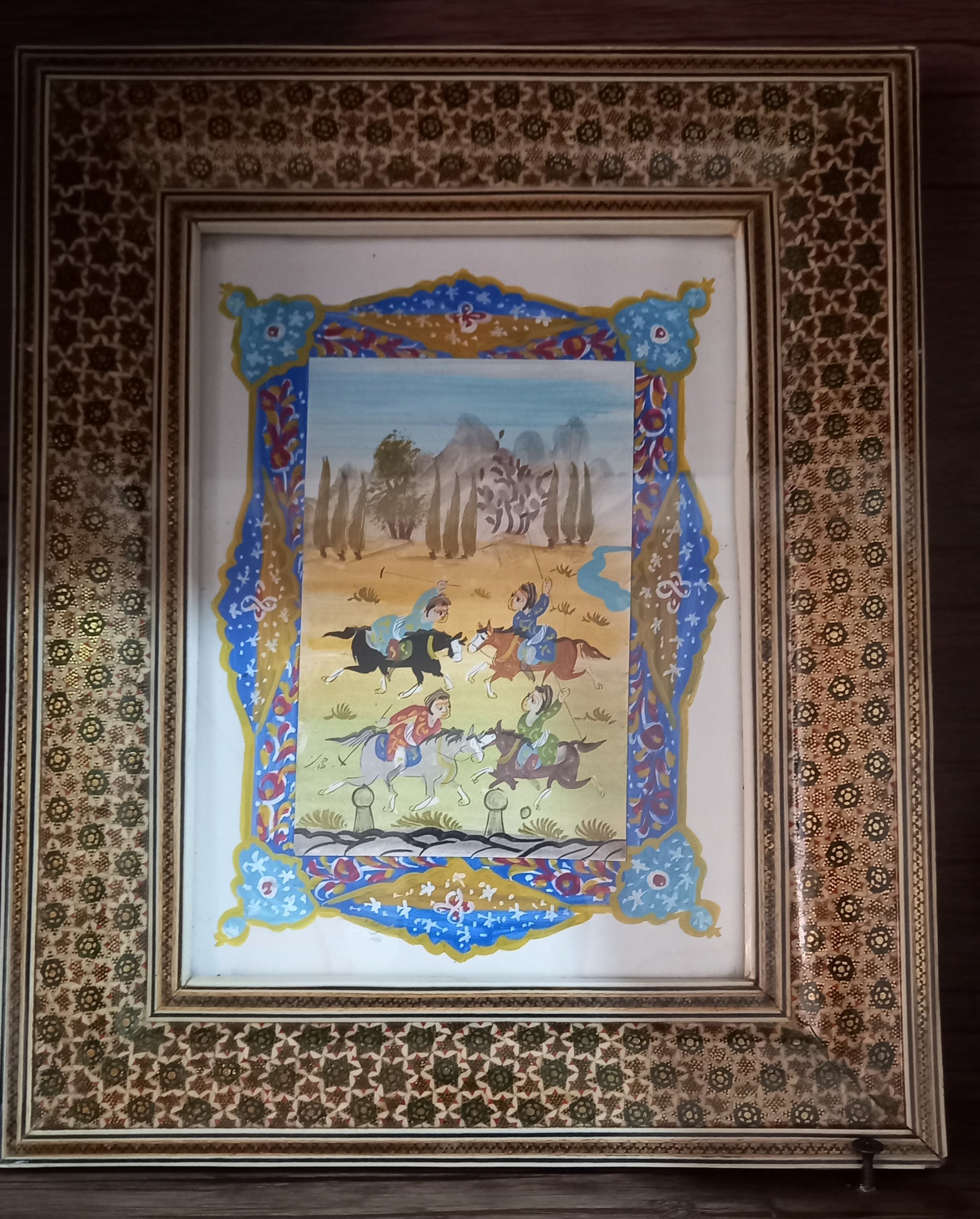 تابلو خاتم نقاشی شکارگاه کاردست امضا دار