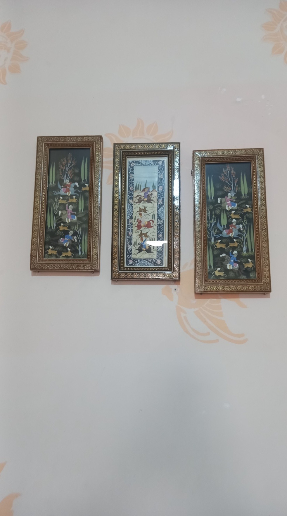 سه عدد تابلو خاتم نقاشی چوگان کار دست
