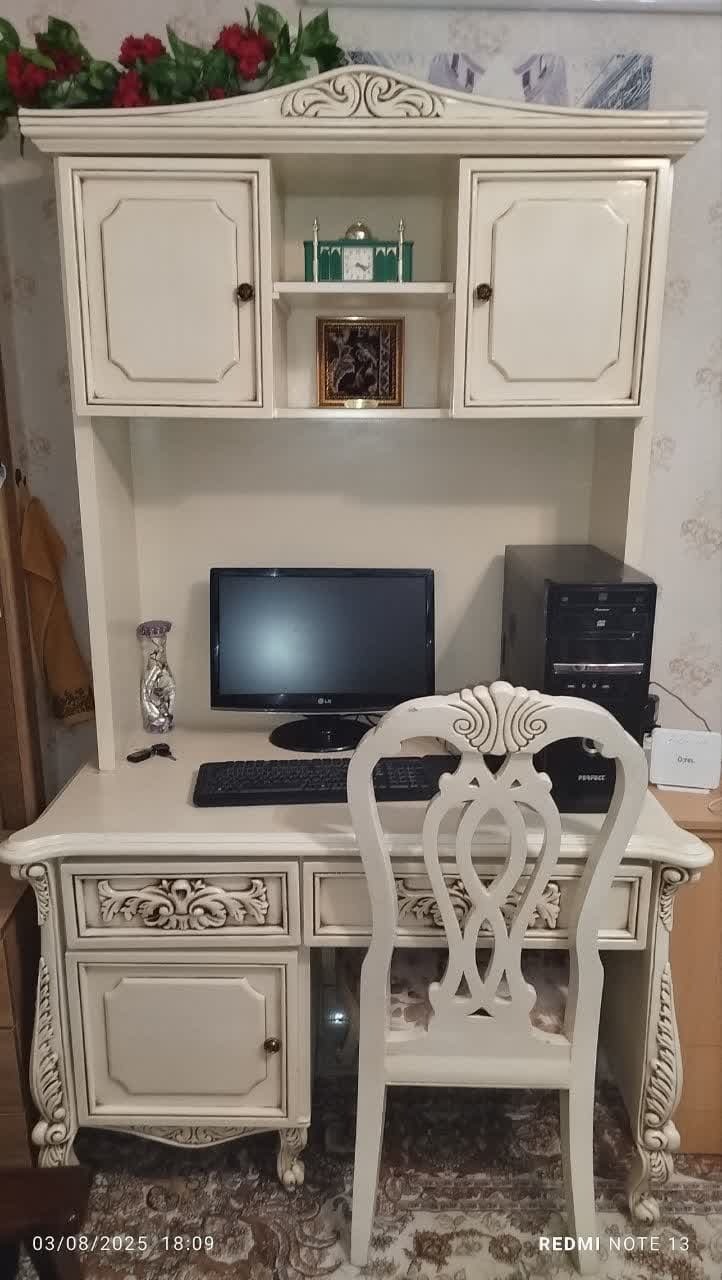 میز تحریر کتابخانهدار معرق MDF سفید