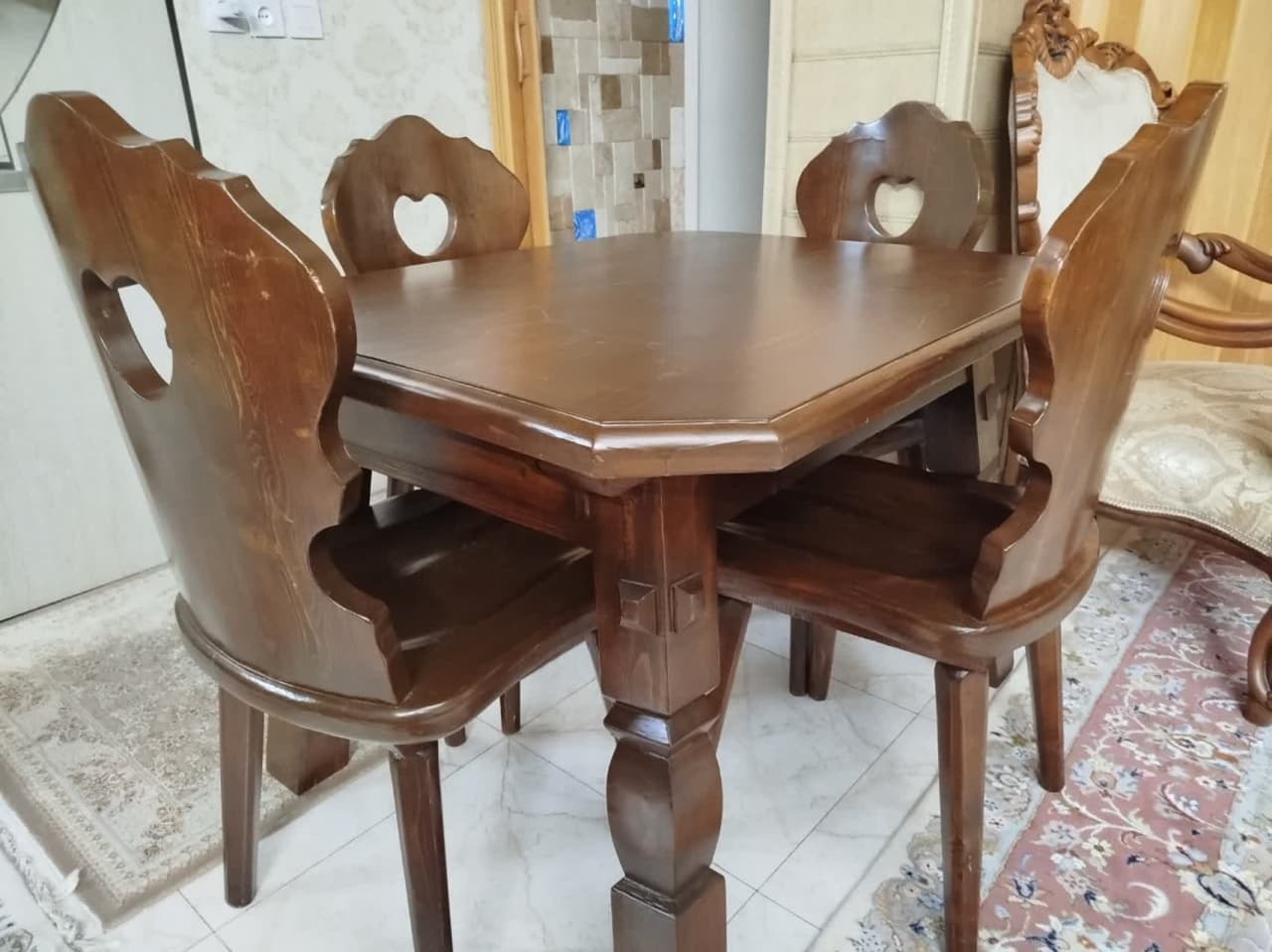 میز چهار نفره ناهارخوری چوب راش