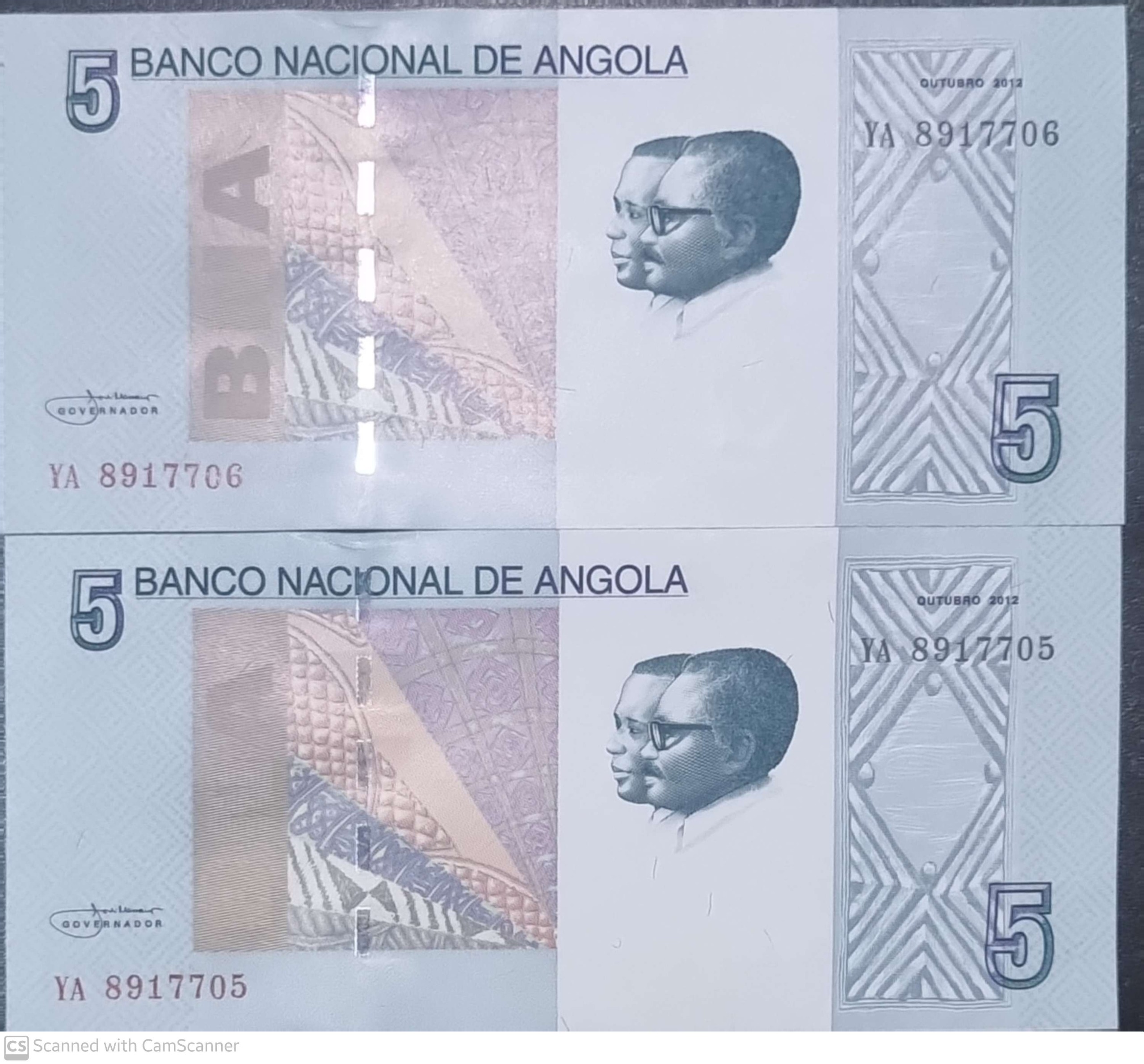 جفت اسکناس بانکی کلکسیونی 5  کوانزا آنگولا