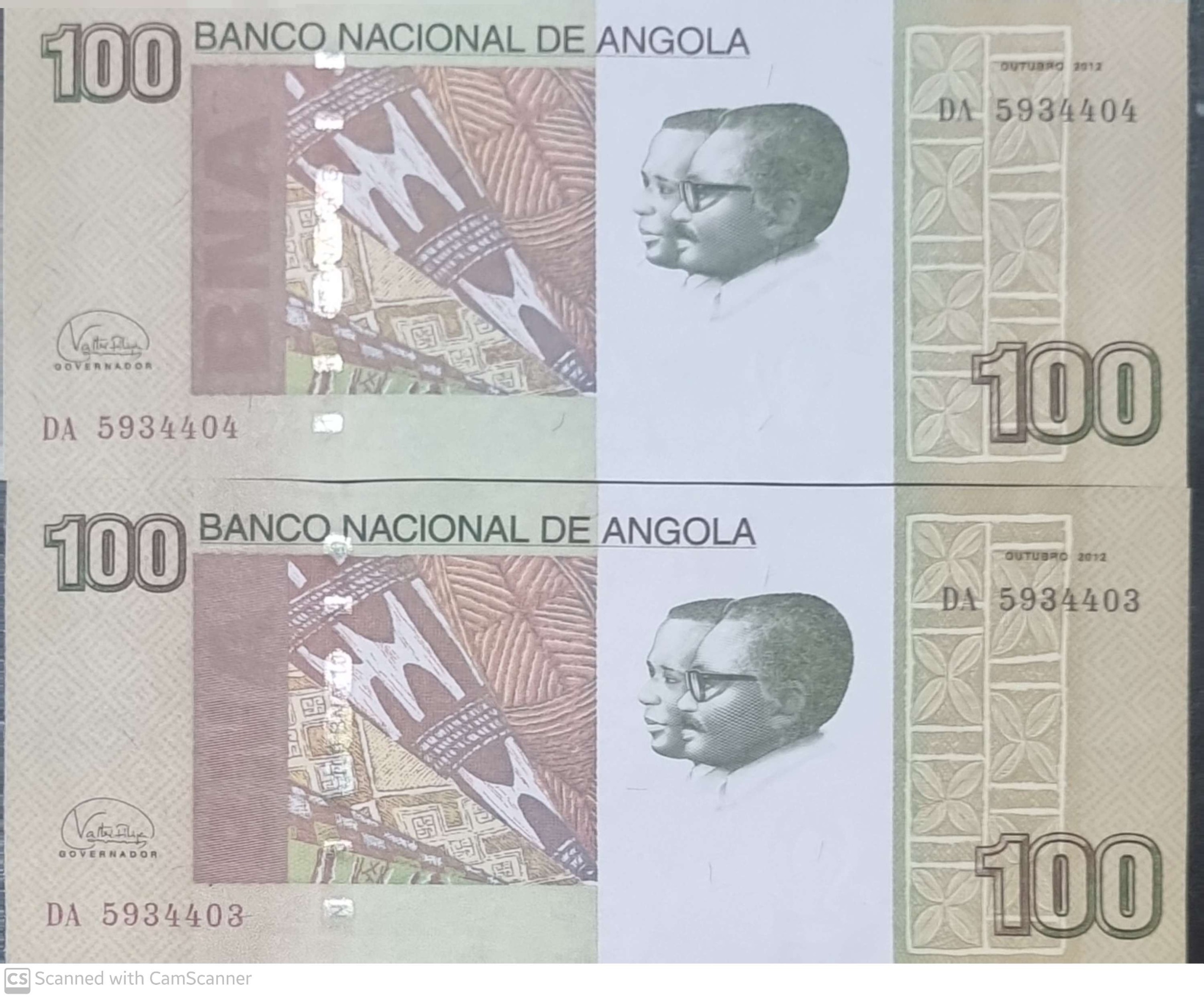 جفت اسکناس بانکی کلکسیونی 100 کوانز آنگولا