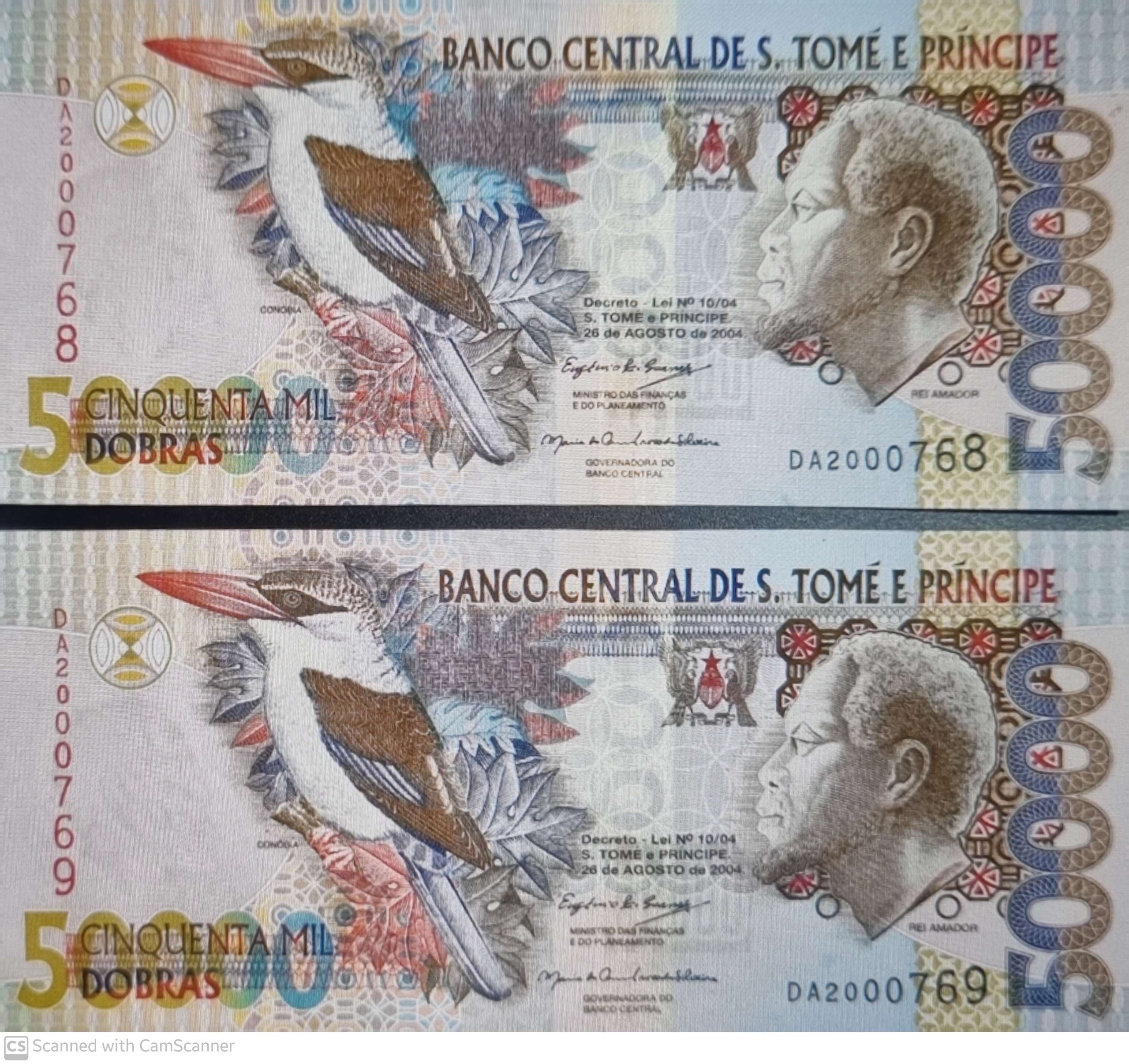جفت اسکناس بانکی کلکسیونی 50000 دوبرا سائوتمه