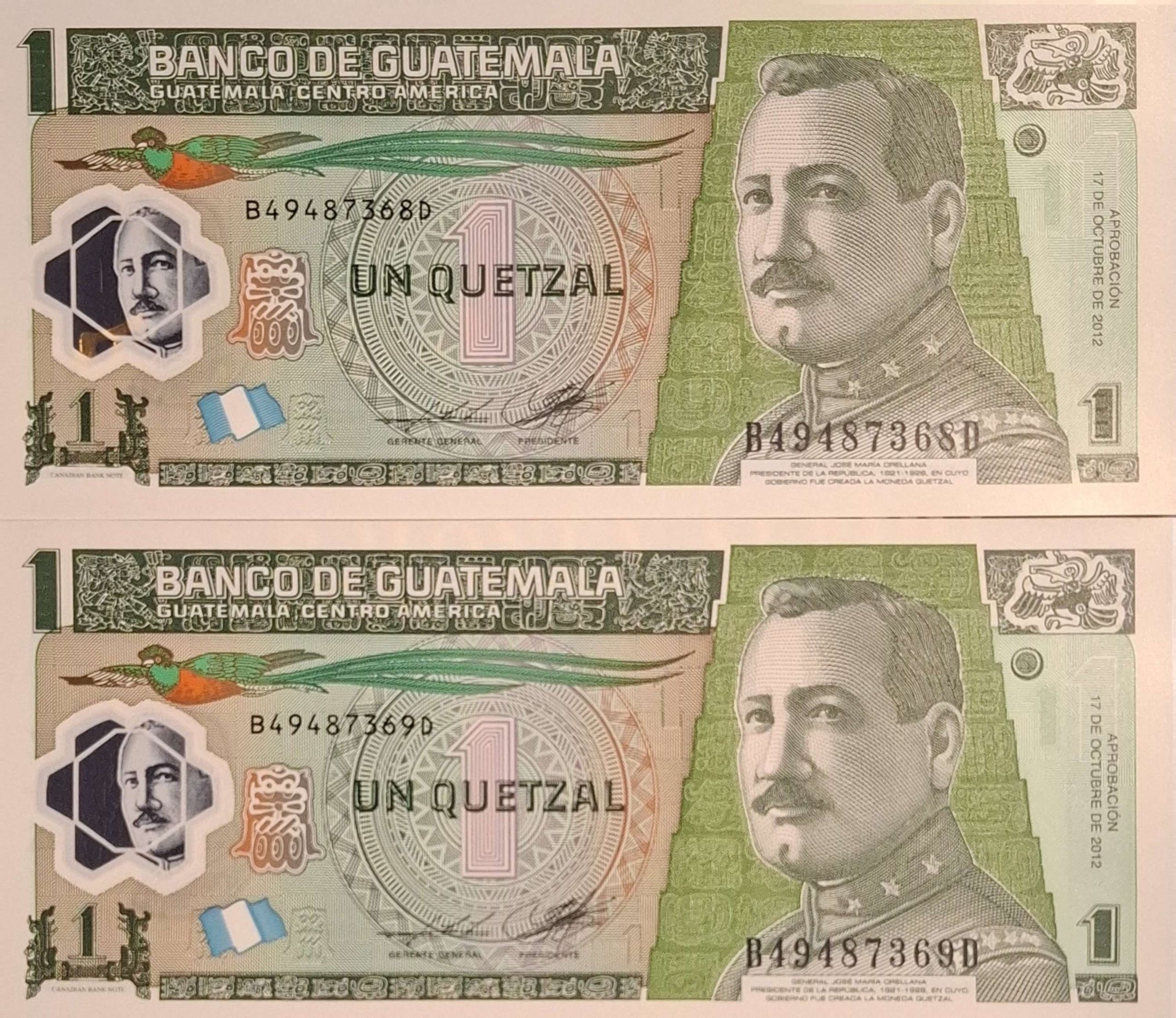 جفت بانکی پلیمری کلکسیونی یک کوتزال گواتمالا