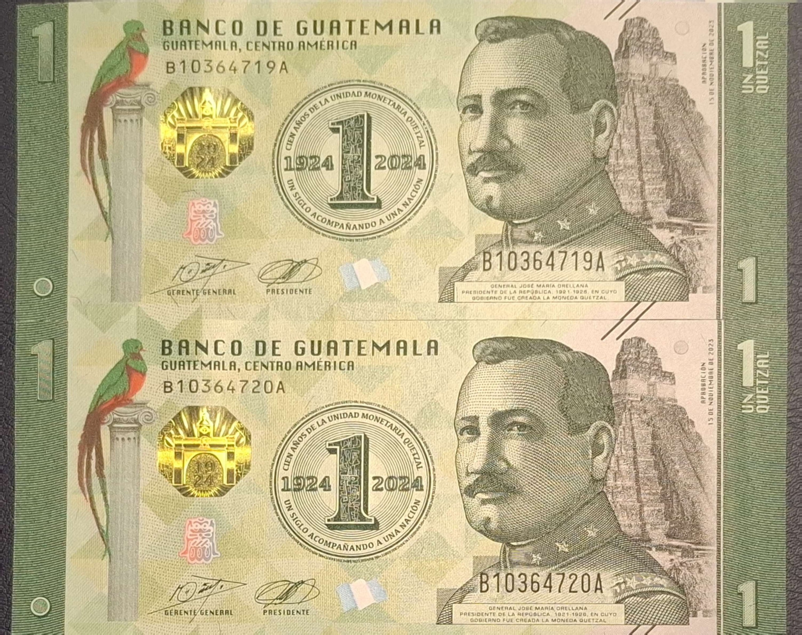 جفت بانکی کاغذی کلکسیونی یک کوتزال گواتمالا