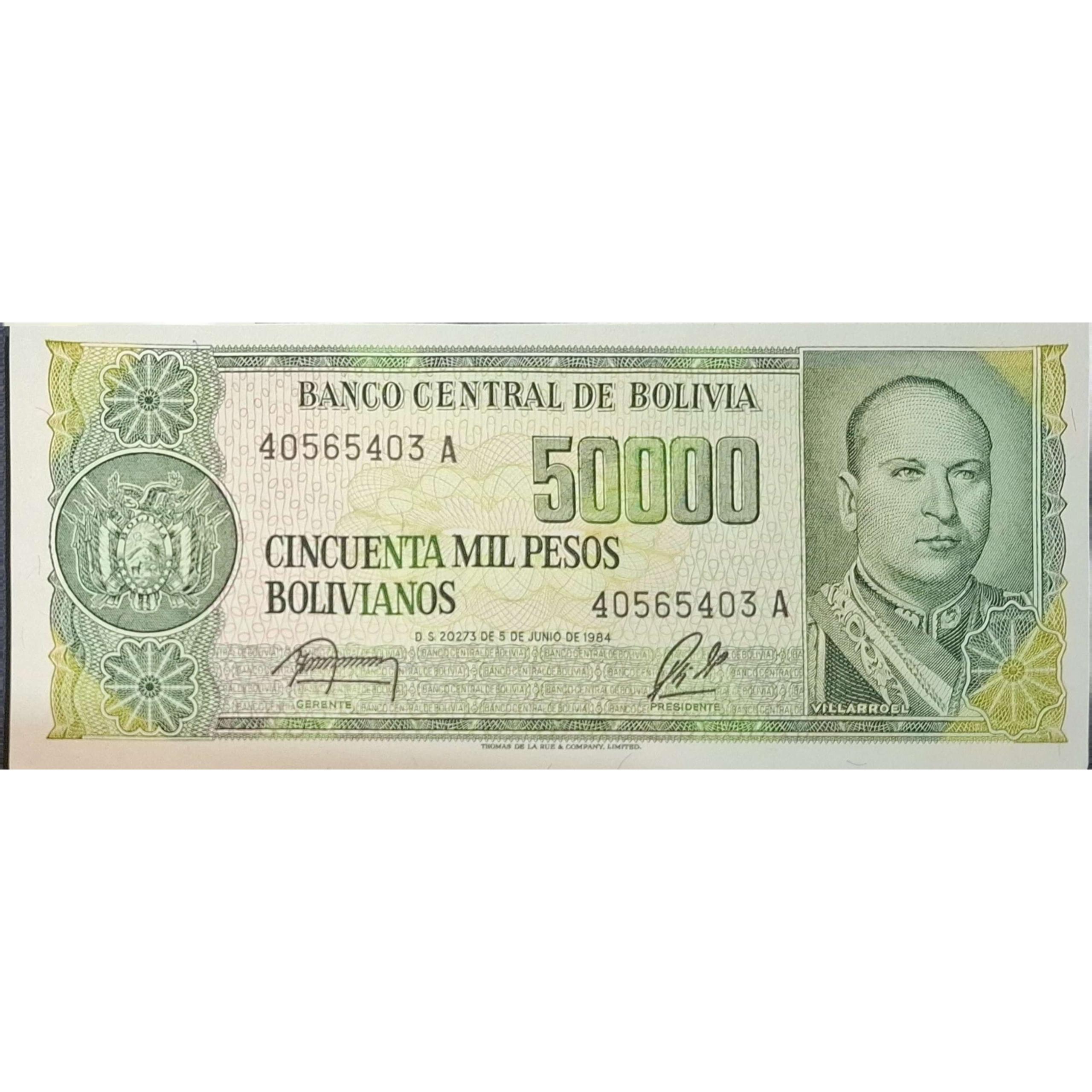 تک اسکناس بانکی کلکسیونی 50000 پزو بولیوی