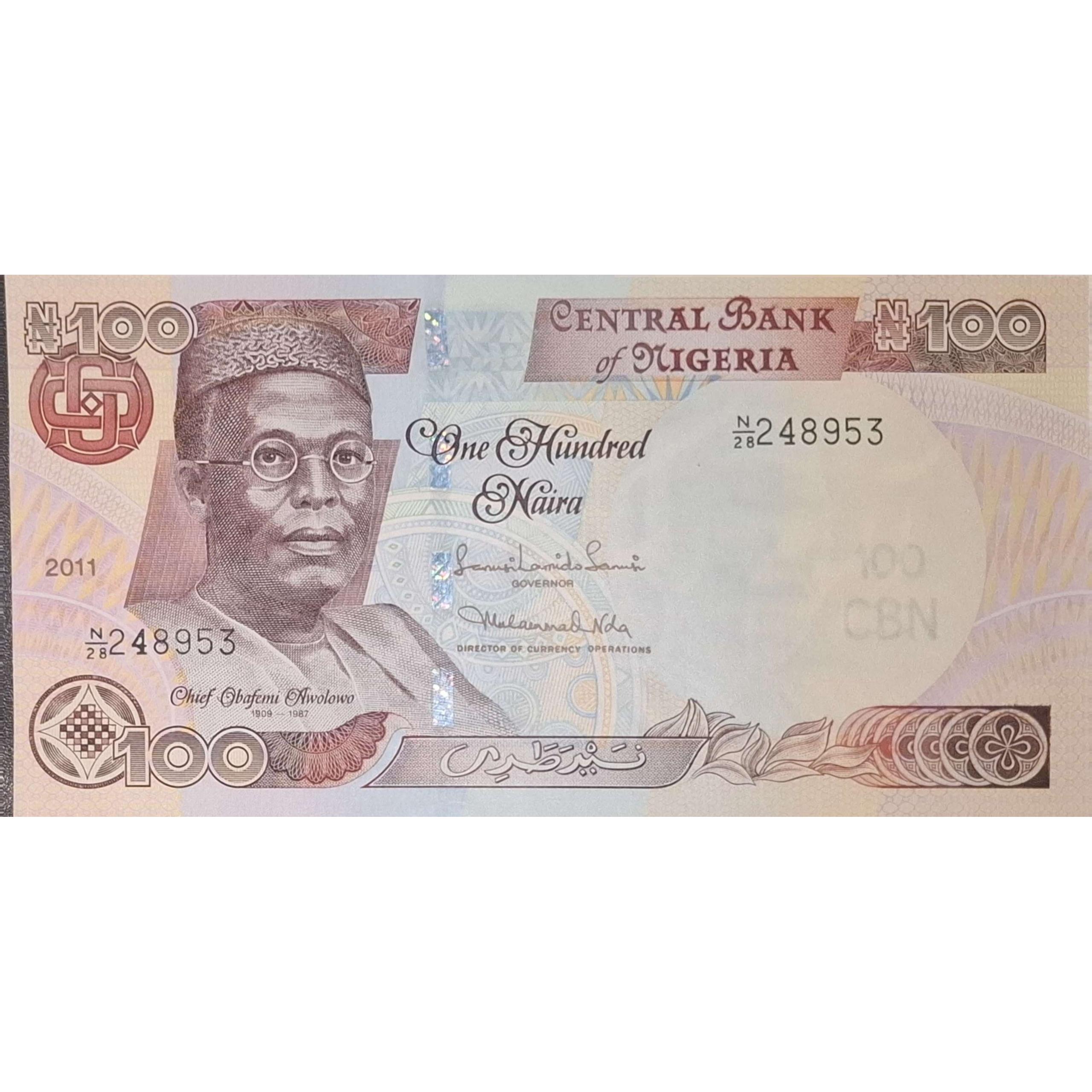 تک اسکناس بانکی کلکسیونی 100 نایرا نیجیریه 2011