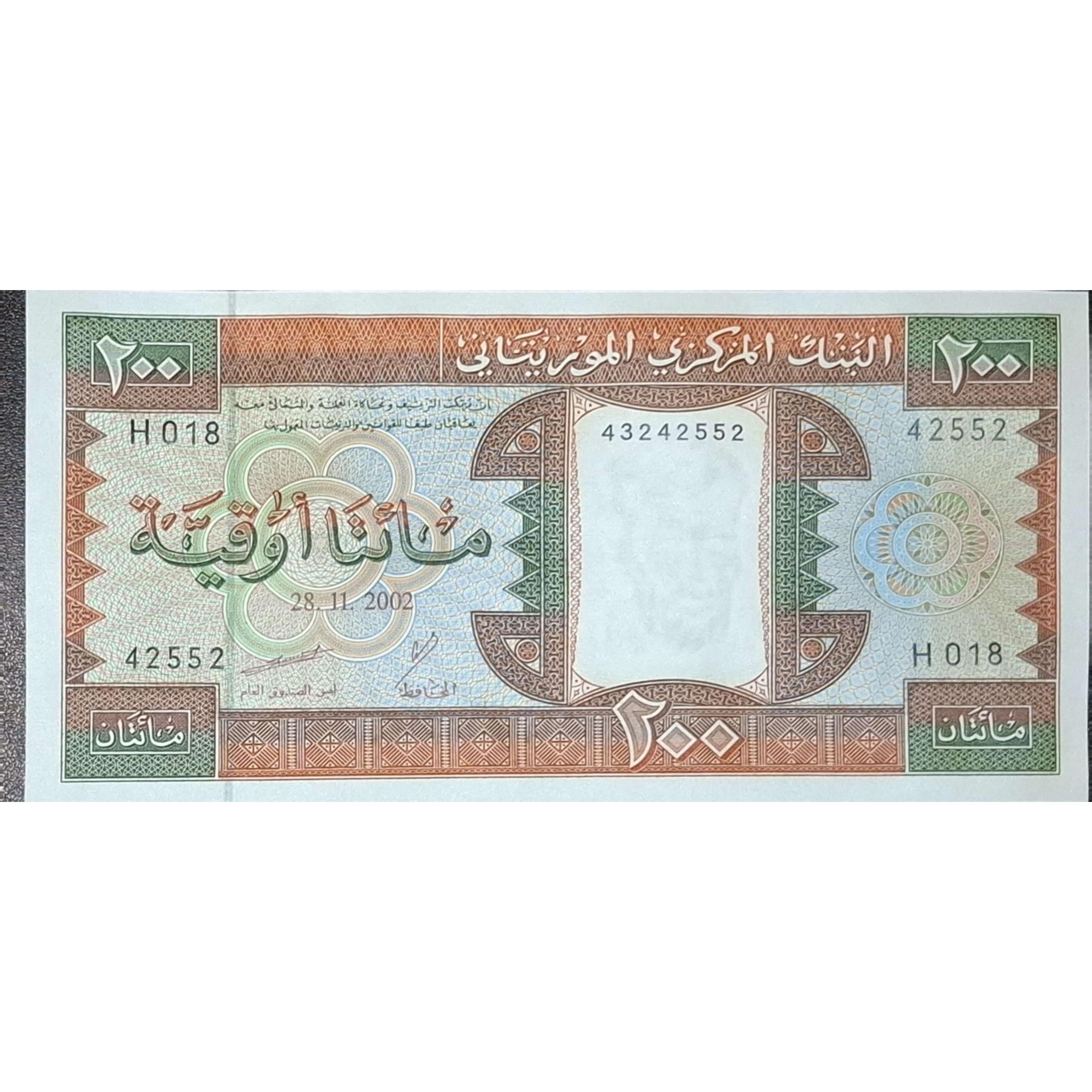 تک بانکی کلکسیونی ارزشمند 200 اوقیه موریتانی 2002