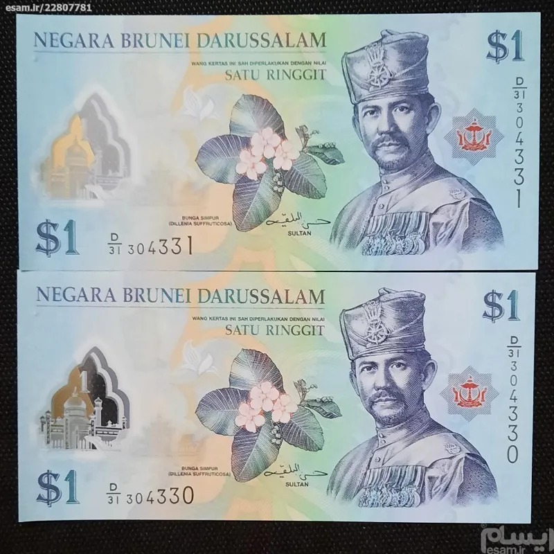 جفت بانکی زیباو کلکسیونی  یک دلار کشور برونئی