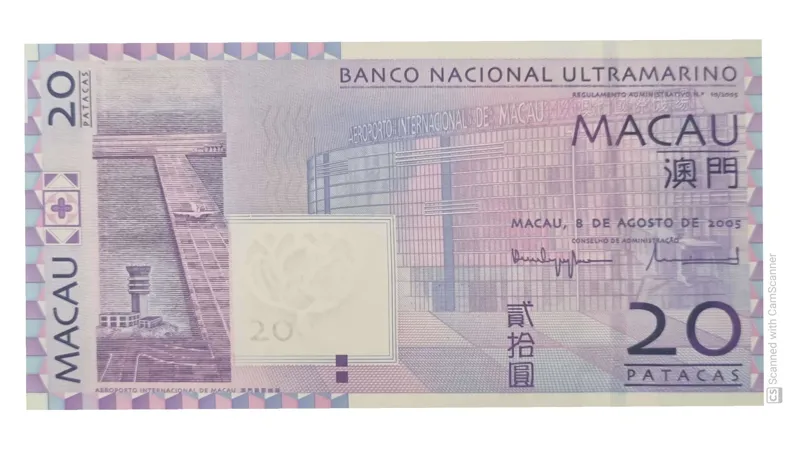 تک بانکی ارزشمند کلکسیونی 20 پاتاکا کشور ماکائو