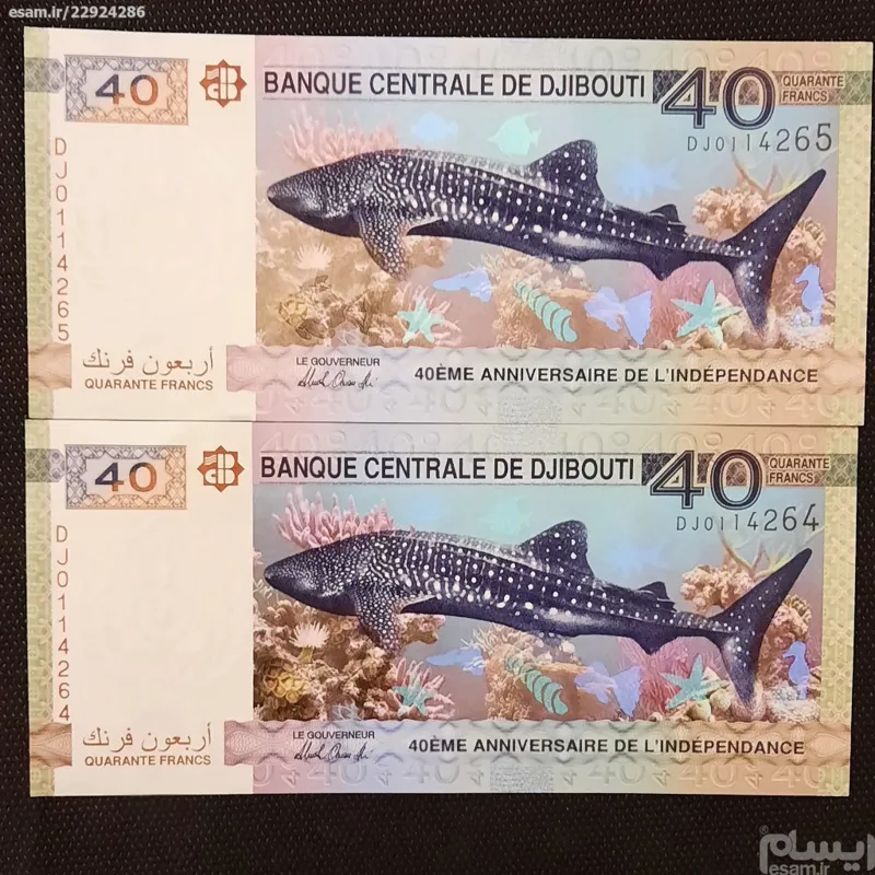 جفت بانکی زیباو کلکسیونی 40 فرانک کشور جیبوتی